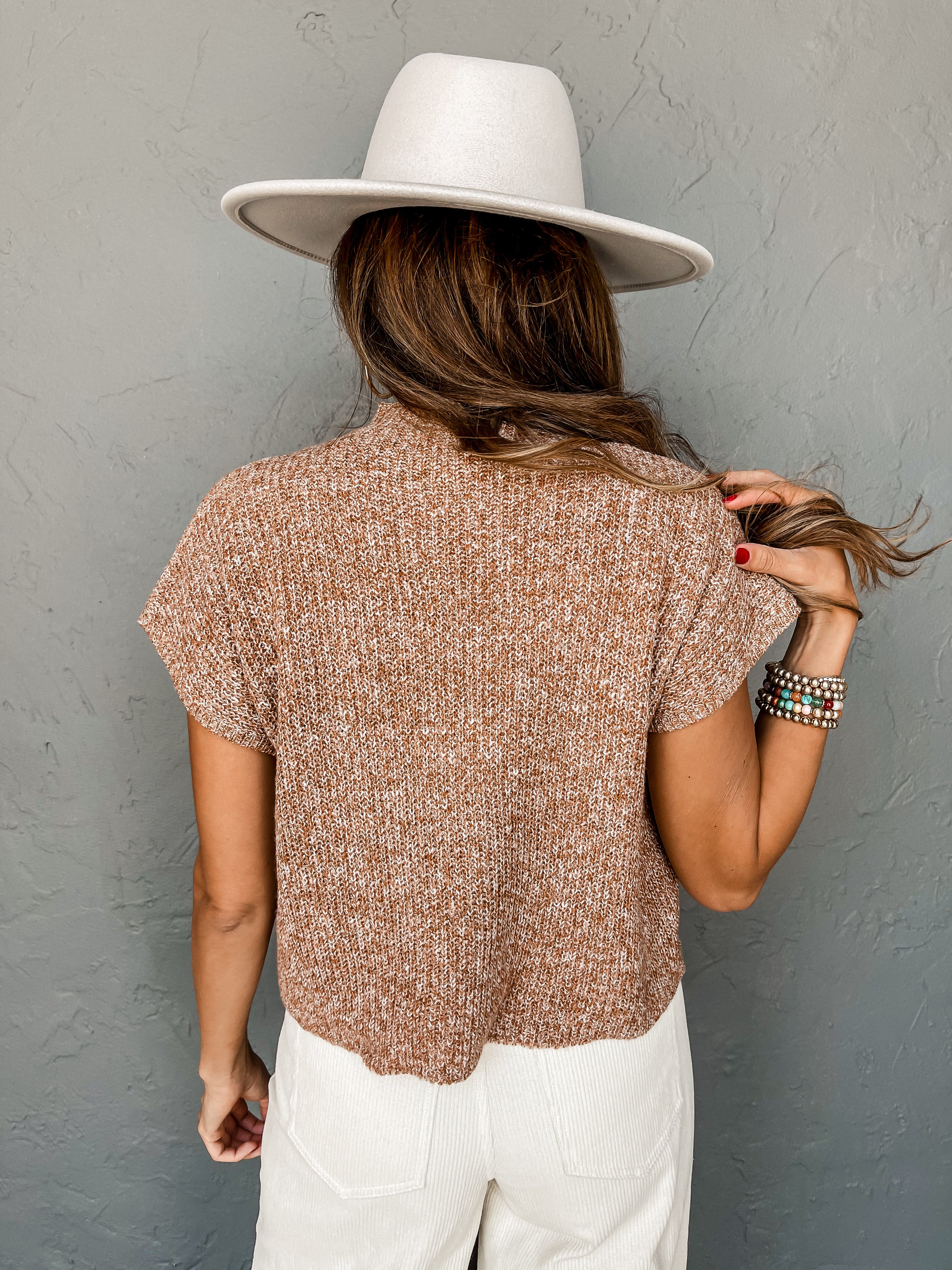 Hooked On You Short Sleeve Sweater-Burnt Orange