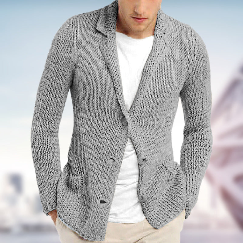 fashionable suit collar cardigan sweater