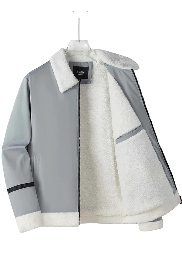 Men Teddy Lined Zipper Coat