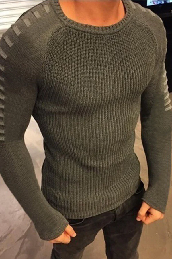 Men's Slim Long Sleeve Round Neck Sweater