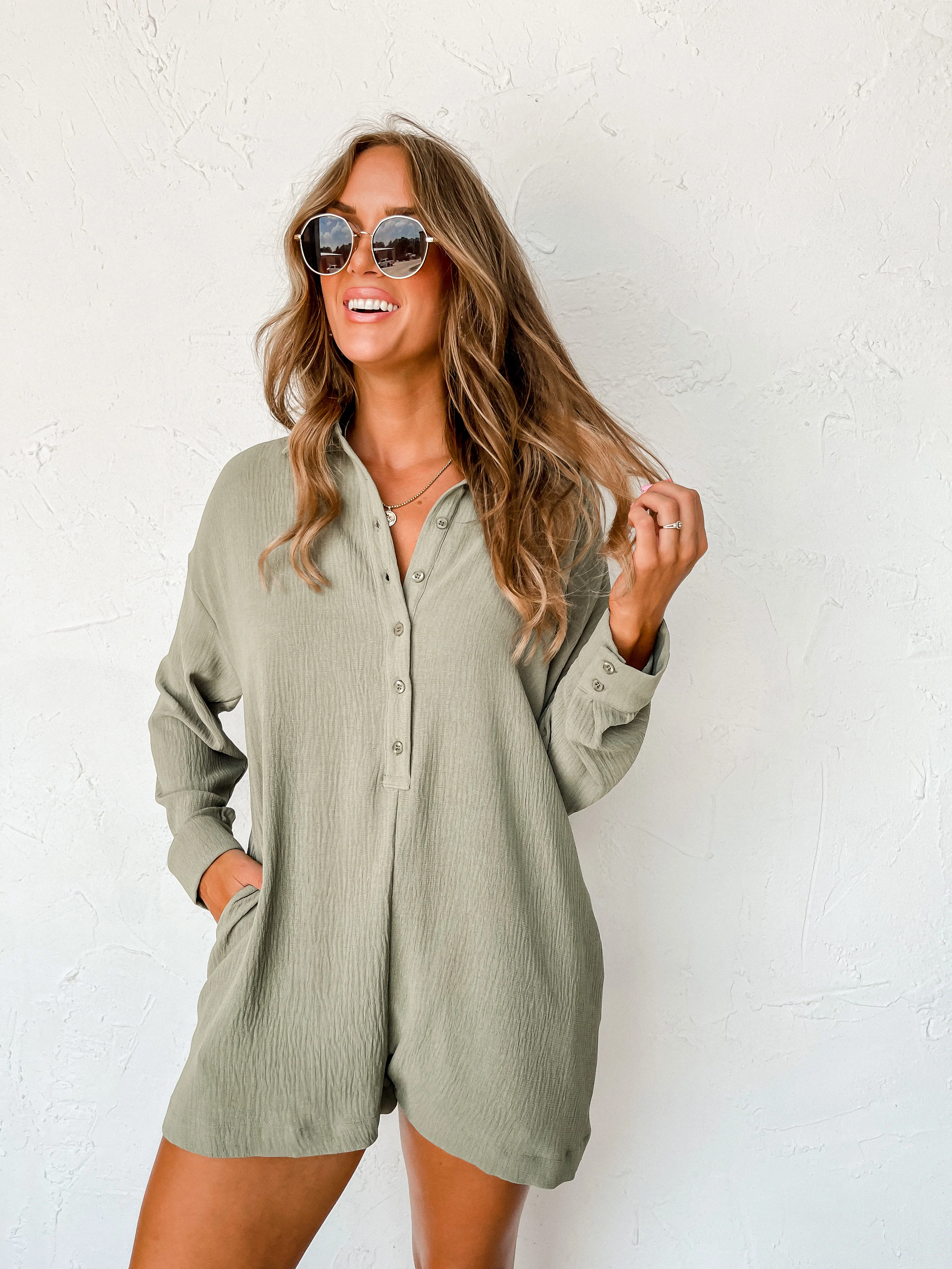 Comes And Goes Button Front Romper