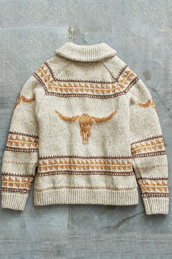 Retro winter autumn Autumn/winter Long Sleeve Lapel Jacquard Cardigan