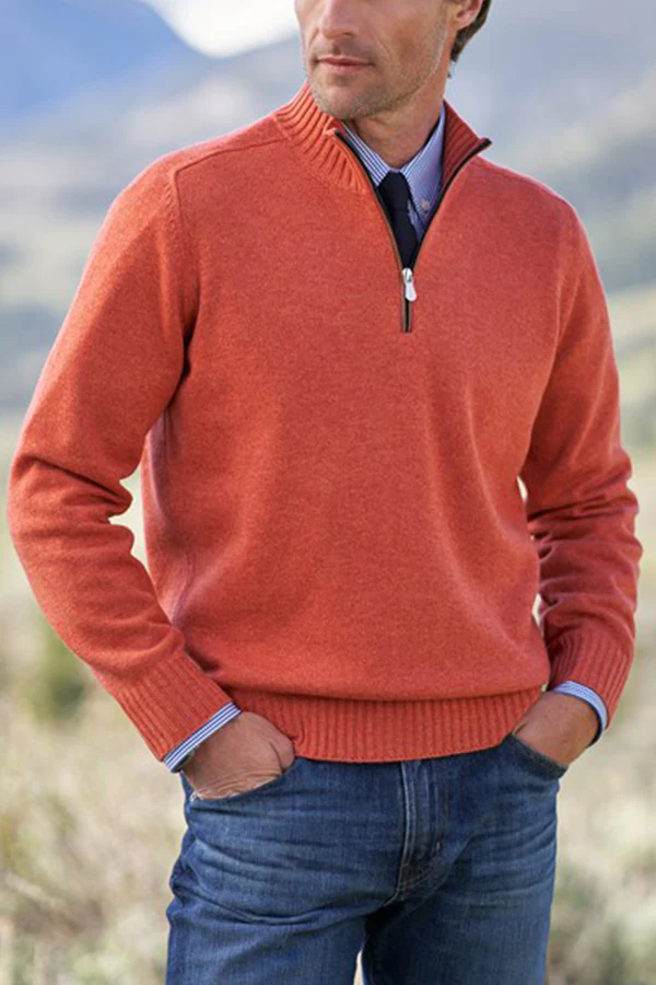 MARCO CASHMERE QUARTER ZIP SWEATER