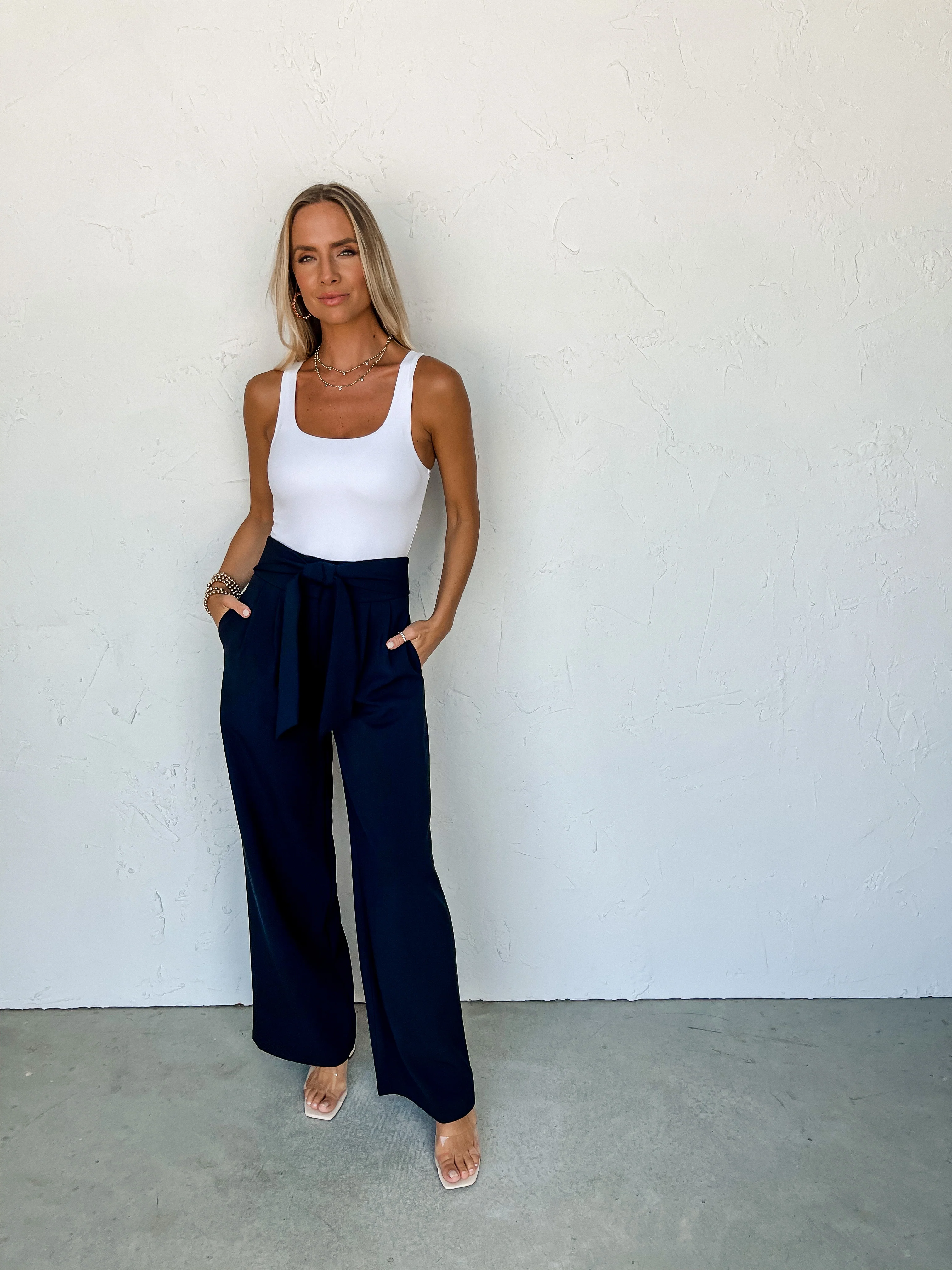 Loft Waist Tie Wide Leg Pants