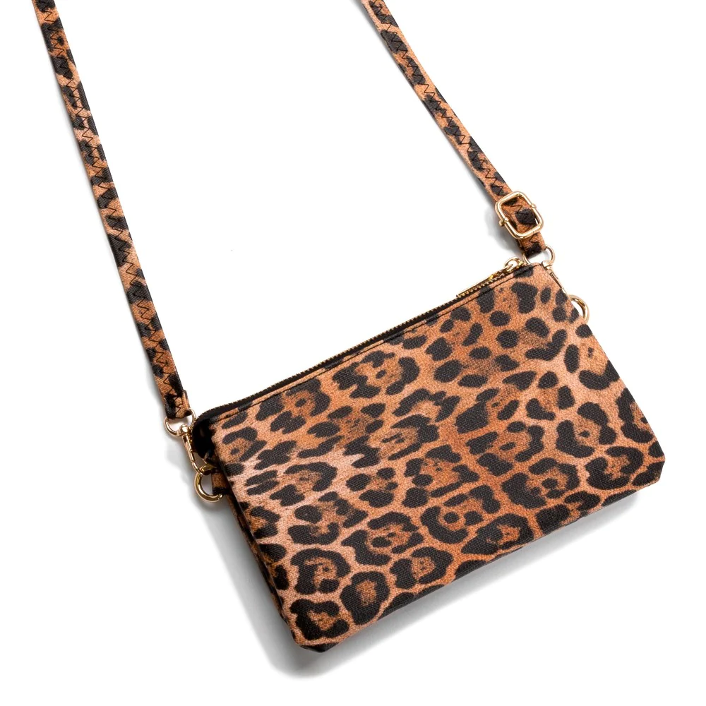 Faux Leather Animal Print Crossbody Purse
