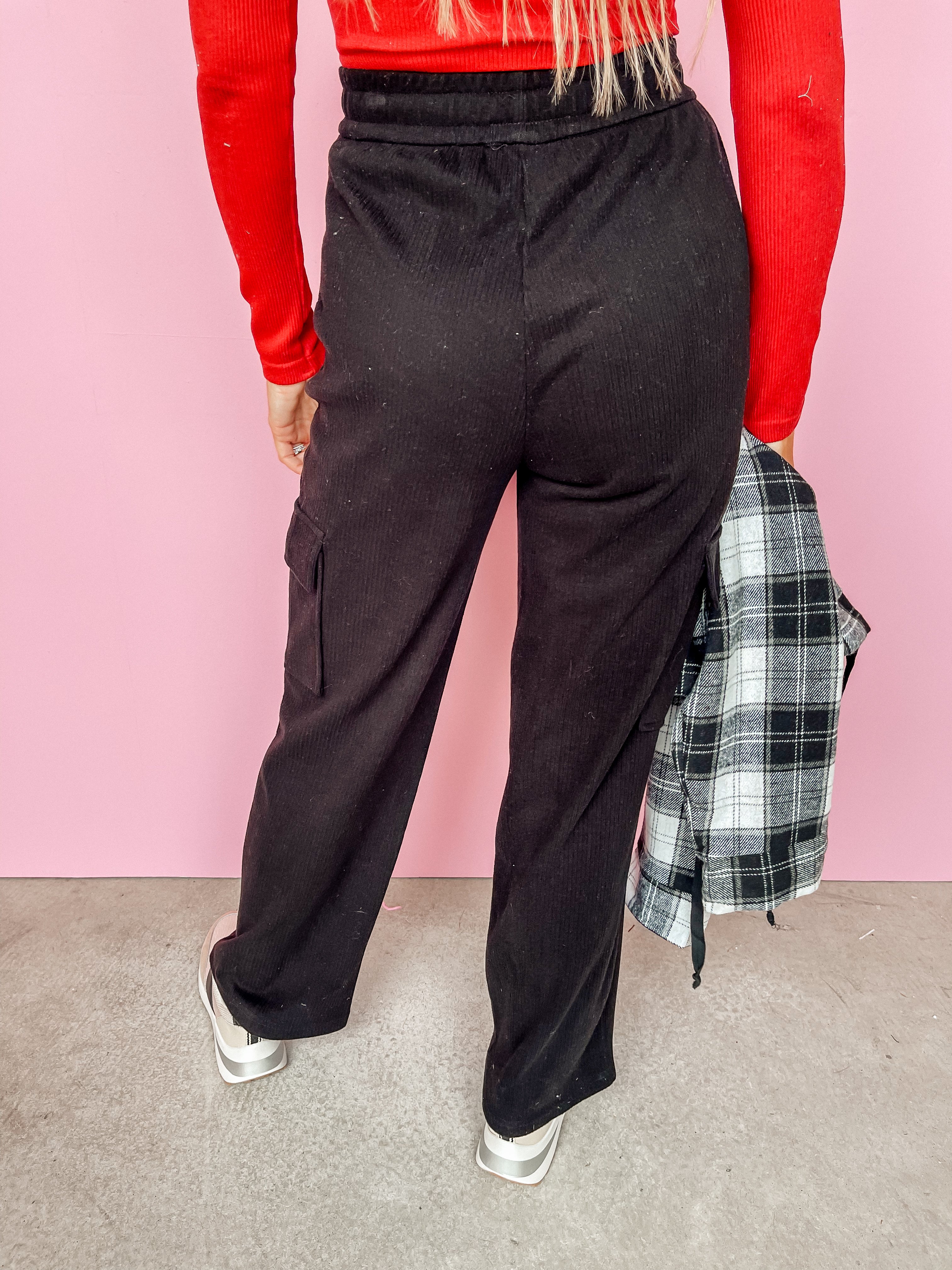 Living Easy Cargo Knit Pants-Black