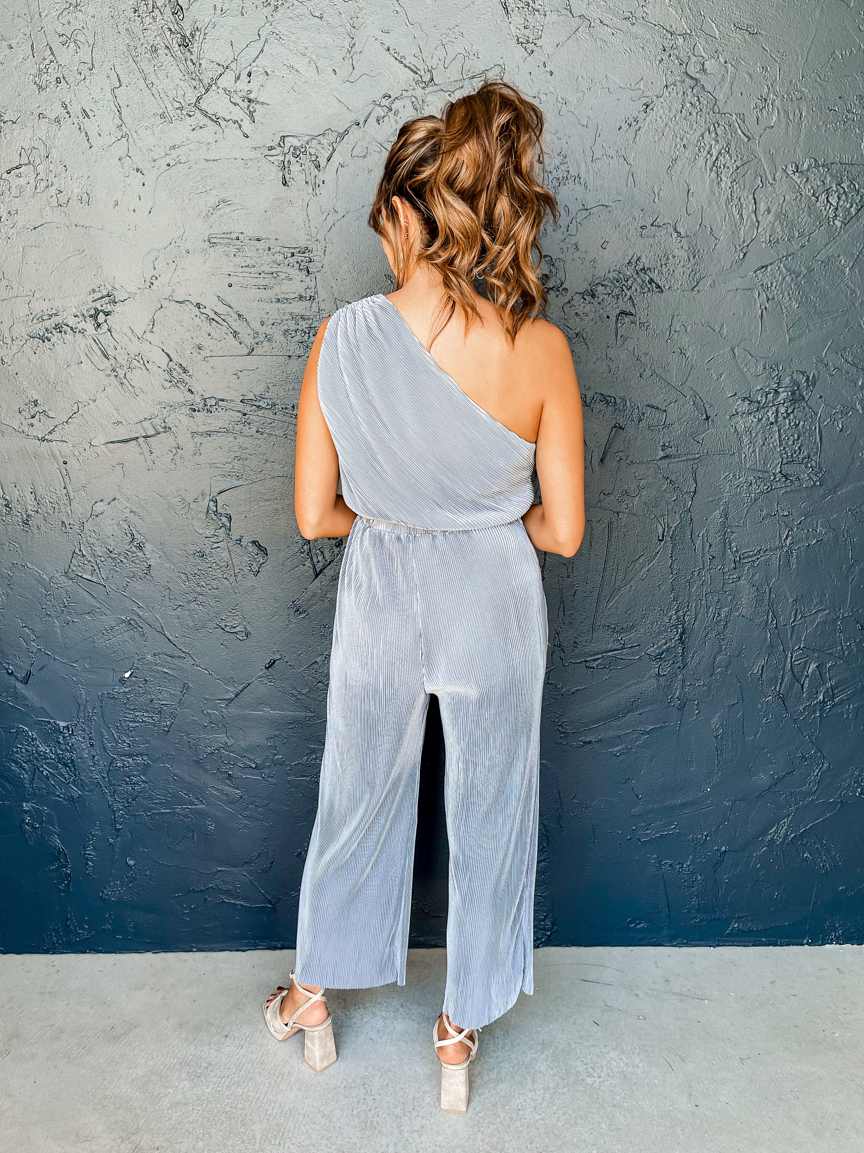 Date Night Asymmetric Pleated Jumpsuit