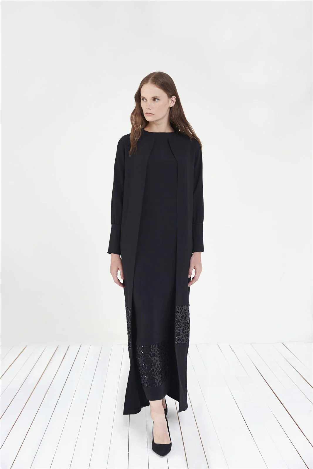 Two Piece Dress with Sequin Gridwork