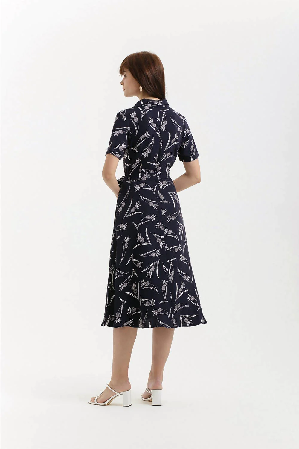 Pineapple Summer Shirt Dress - Navy