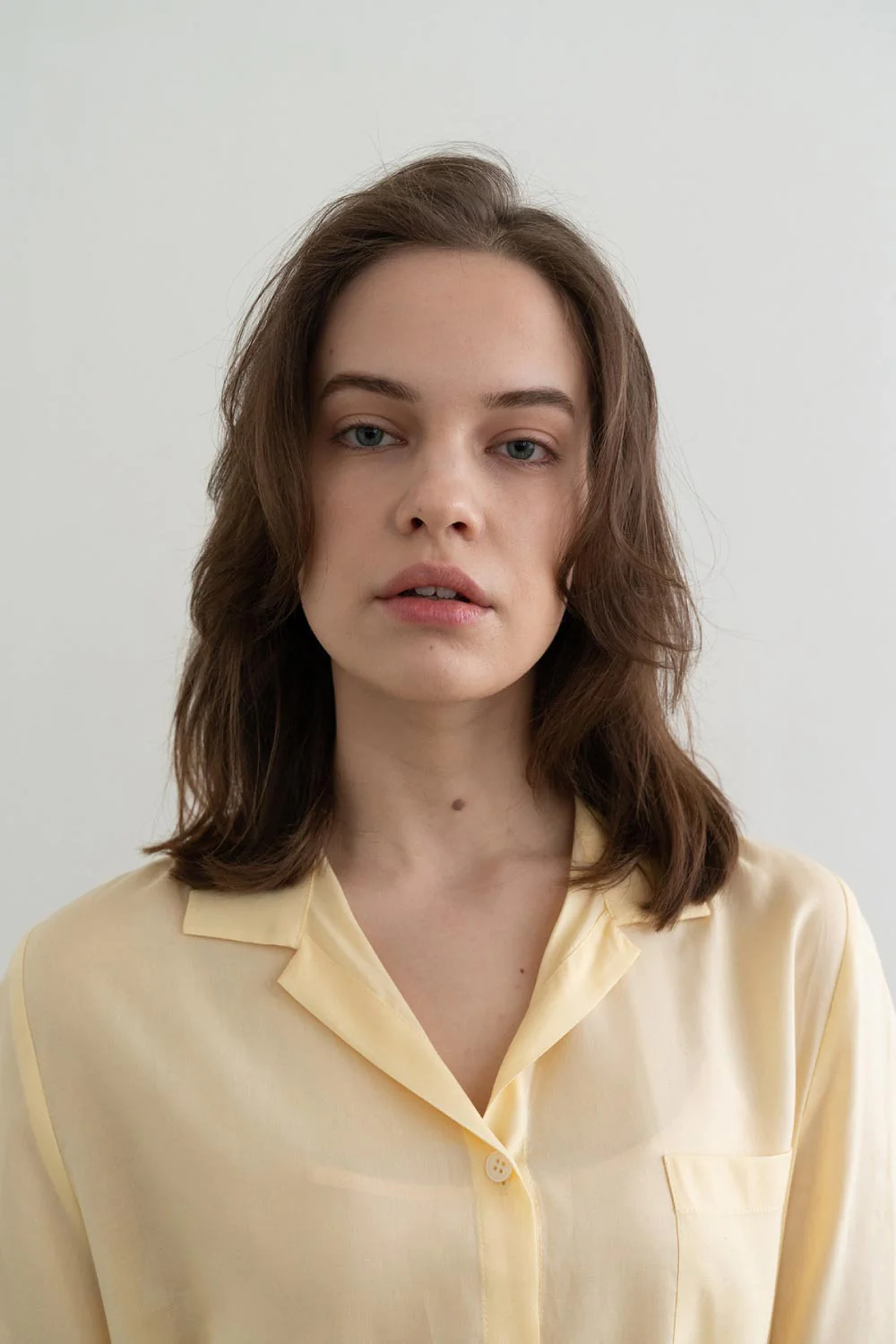 Sheer String Shirt Dress Yellow