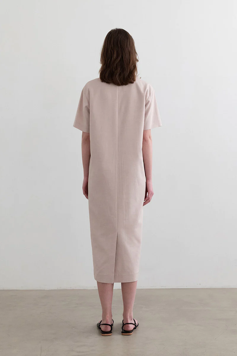 Daily Texture V-Neck Dress Beige