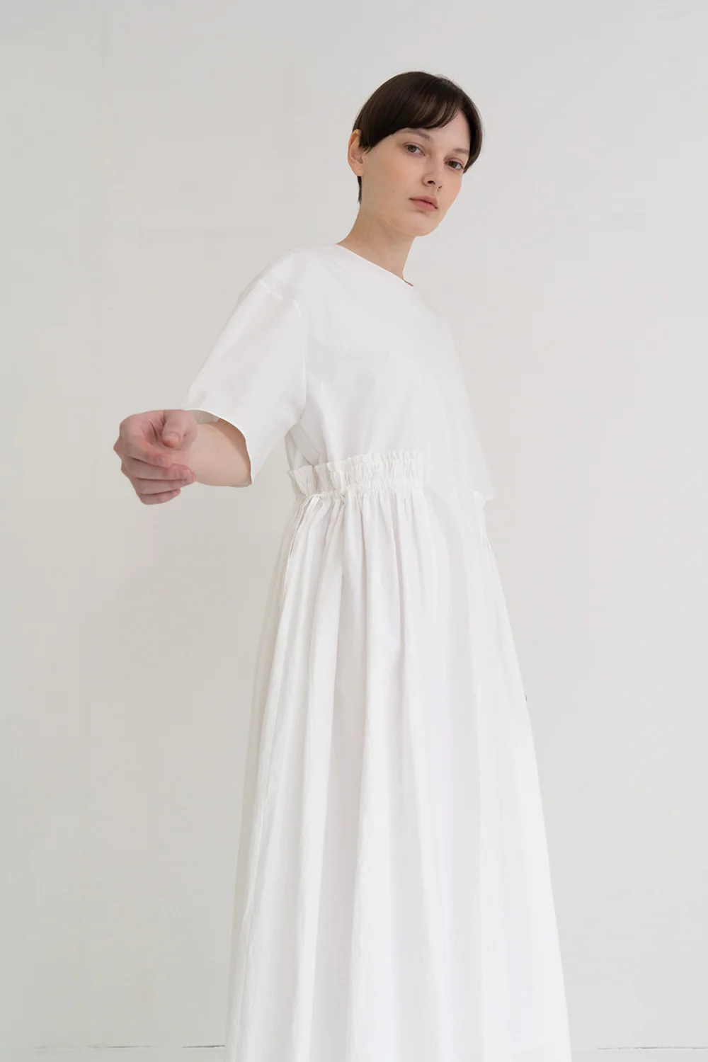 Side String Long Dress White