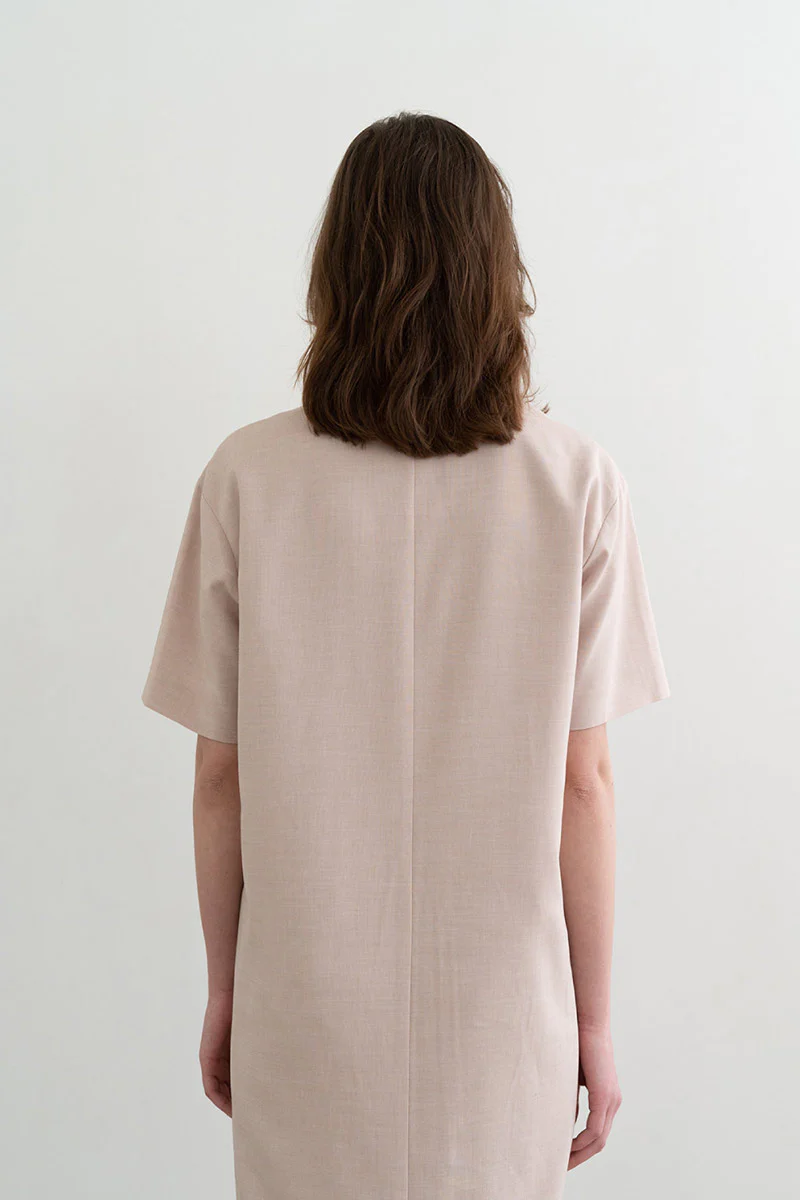 Daily Texture V-Neck Dress Beige