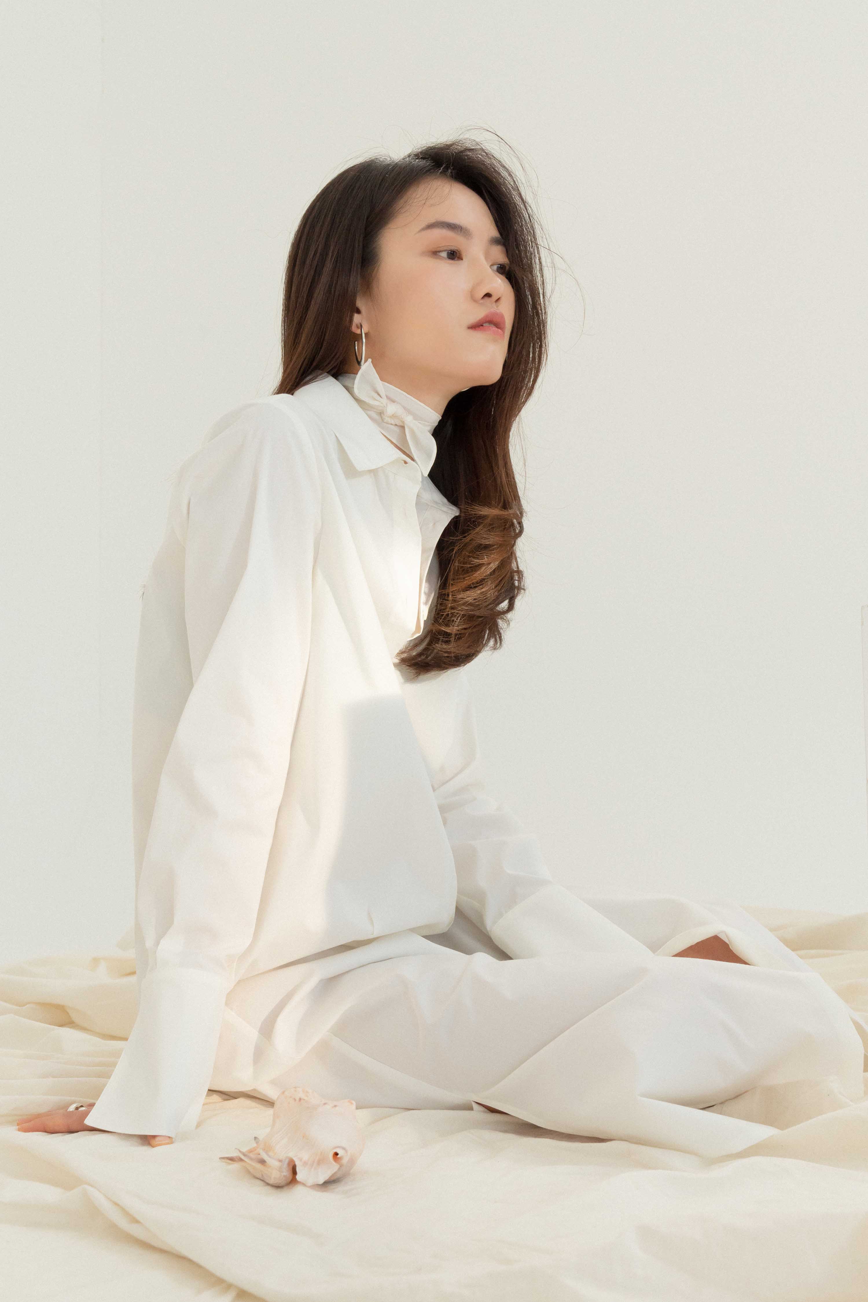 Fine Long Shirt Dress - Ivory