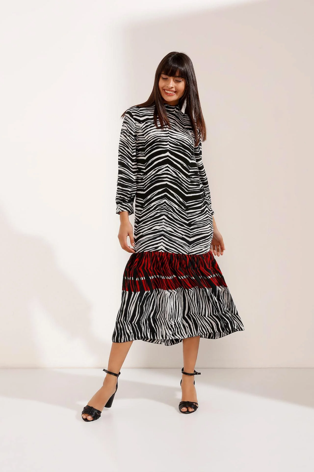 Multi Coloured Zebra Long Dress