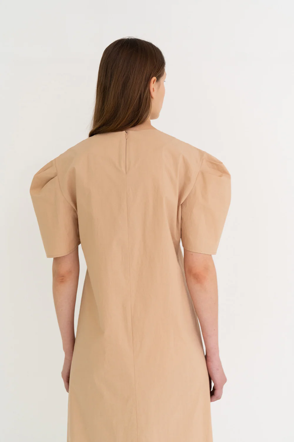 Mono Puff Long Dress Beige
