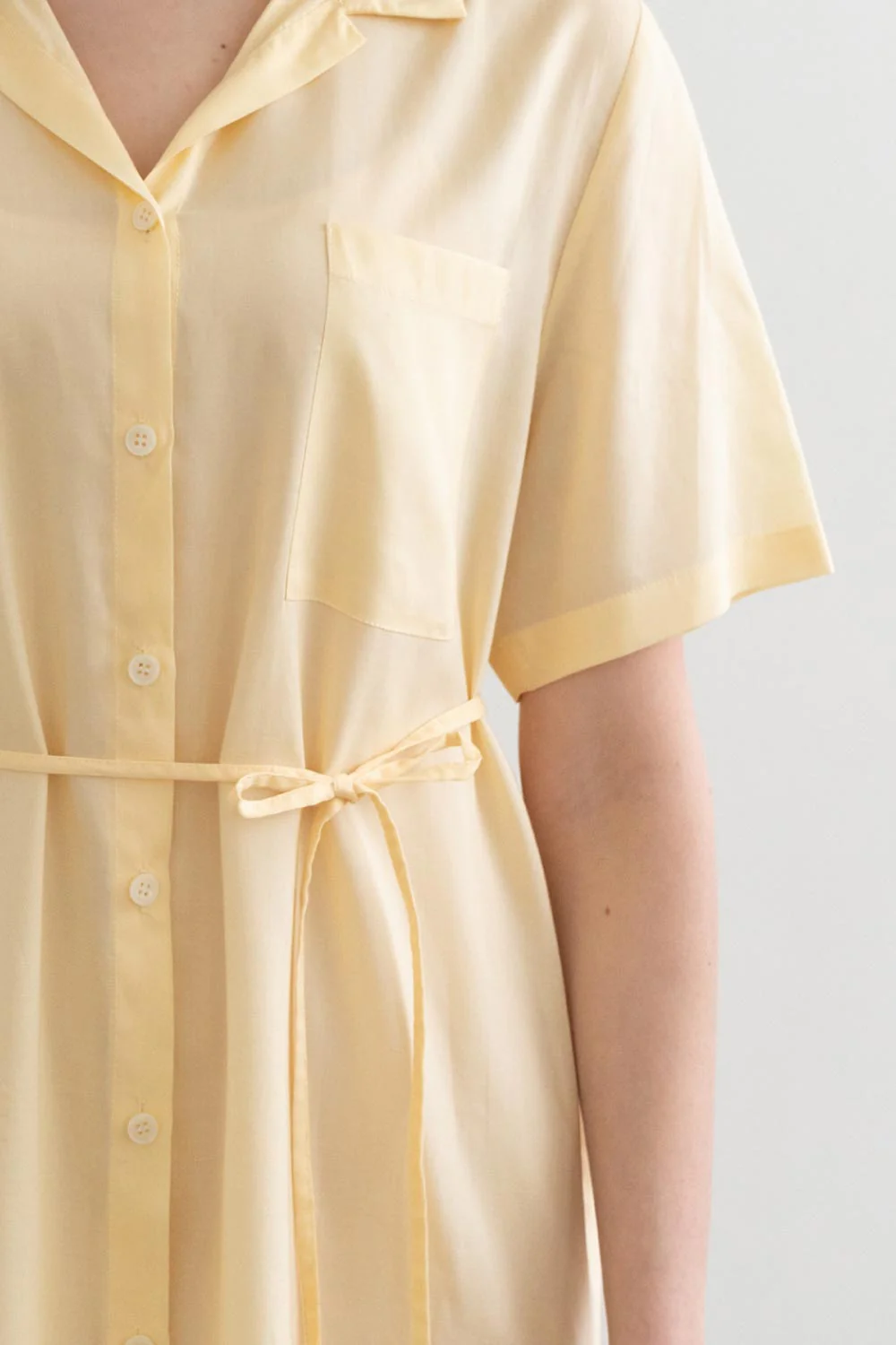 Sheer String Shirt Dress Yellow