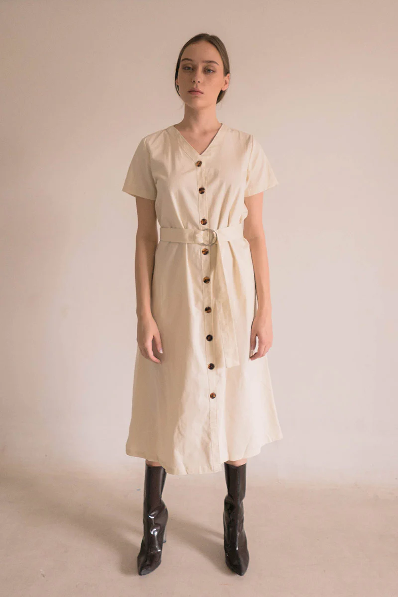 Roman Dress In Beige