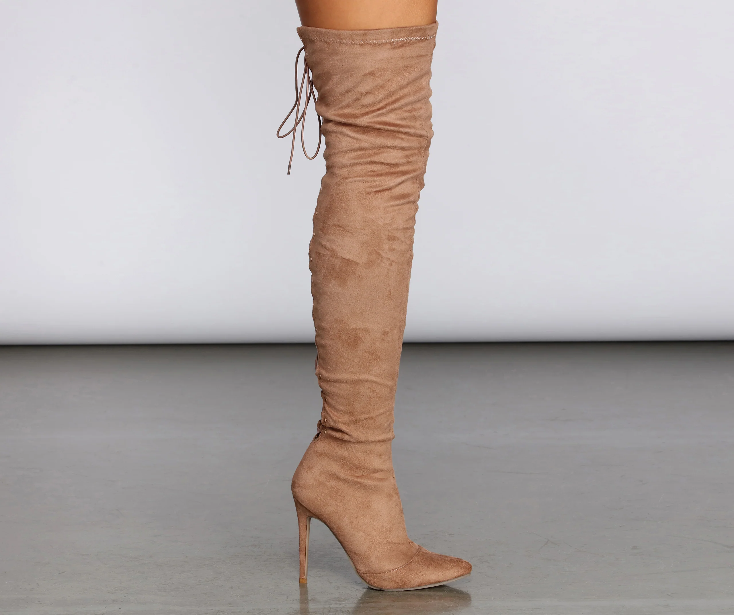 Lace Back Stiletto Boots