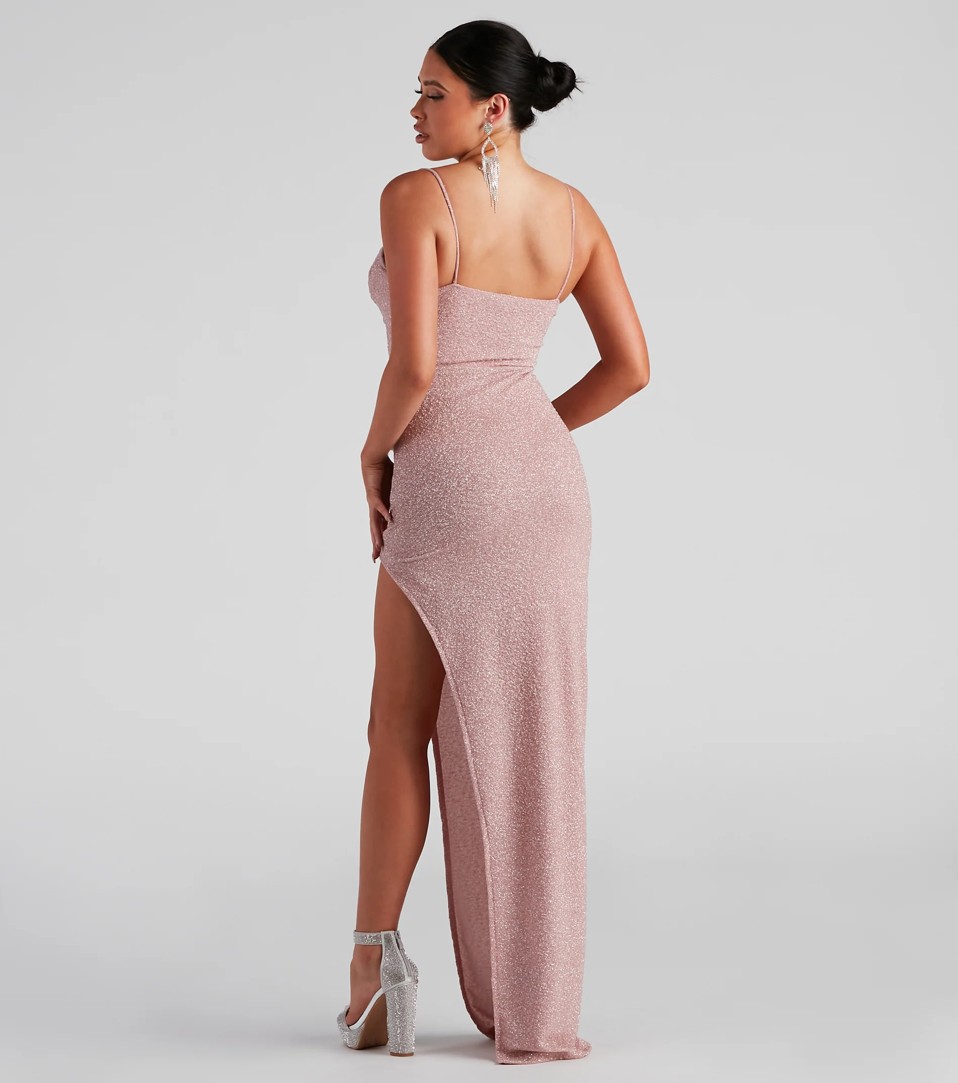 Lola Formal High Slit Glitzy Glitter Dress