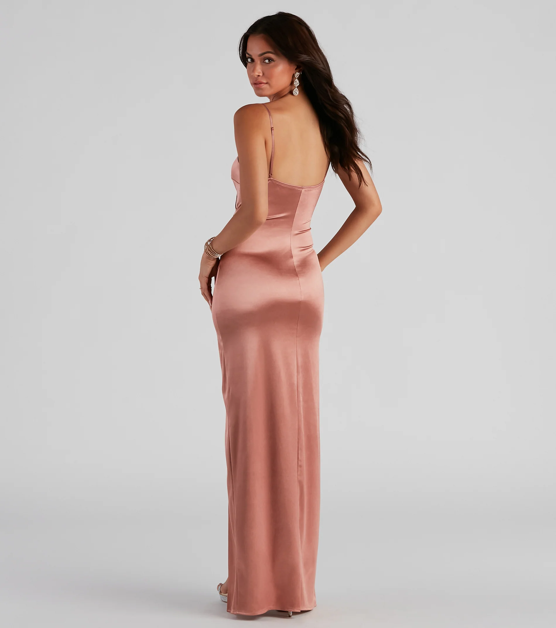 Jolina Wrap Skirt Satin Dress