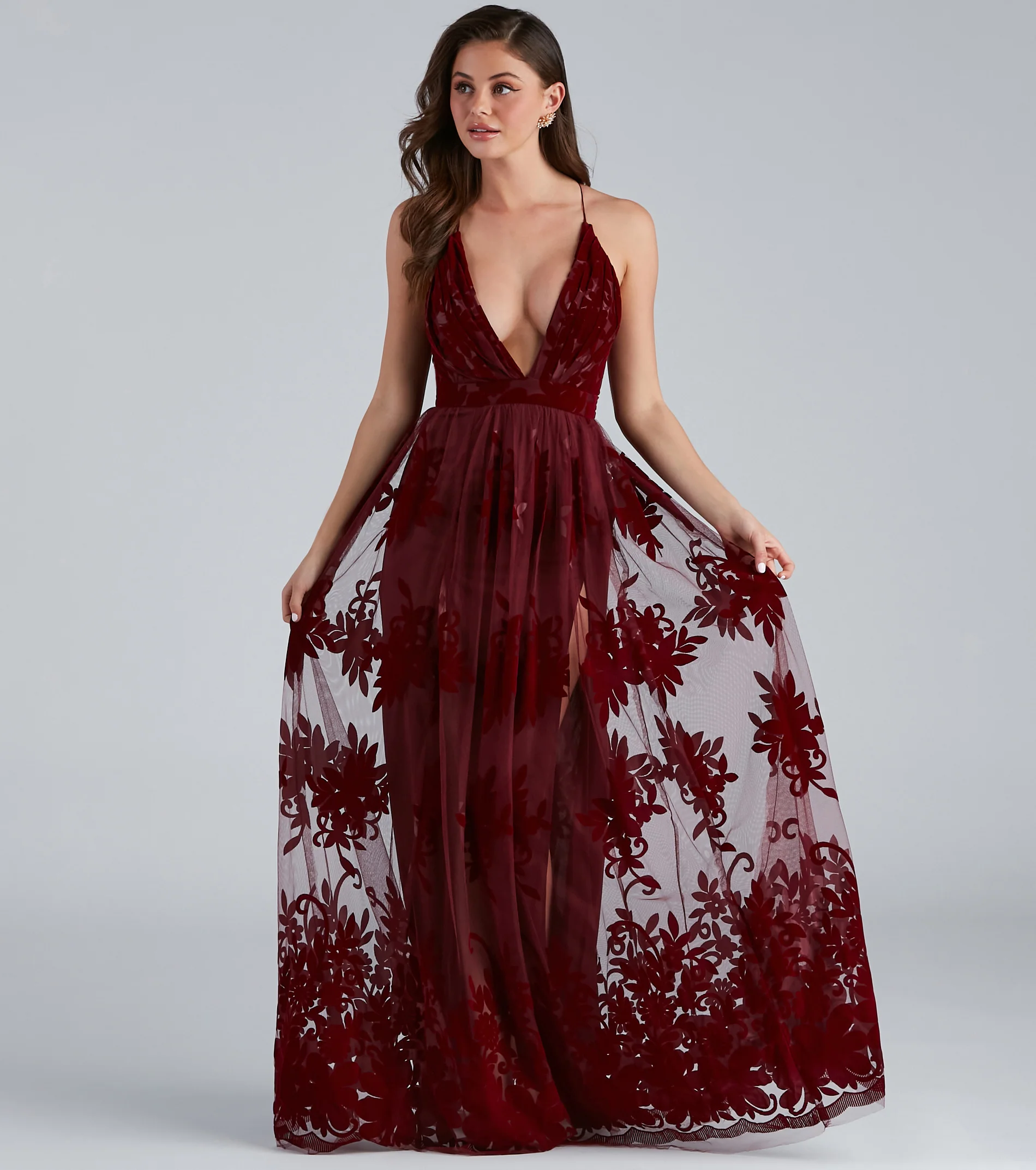 Morgan Formal Flocked Velvet Dress