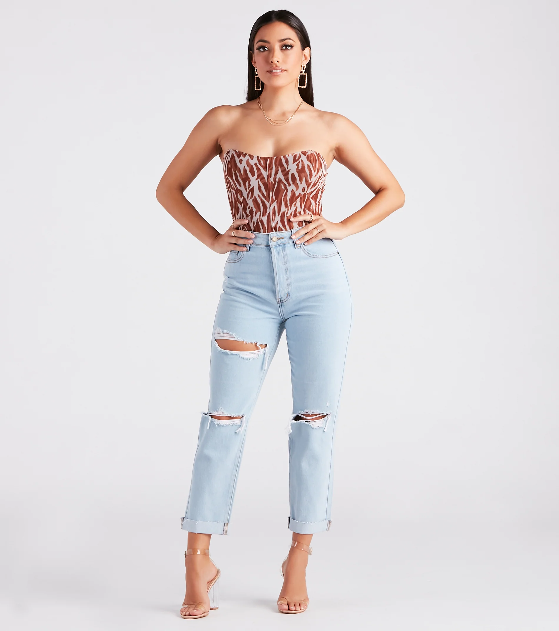 High Rise Drama Destructed Jeans