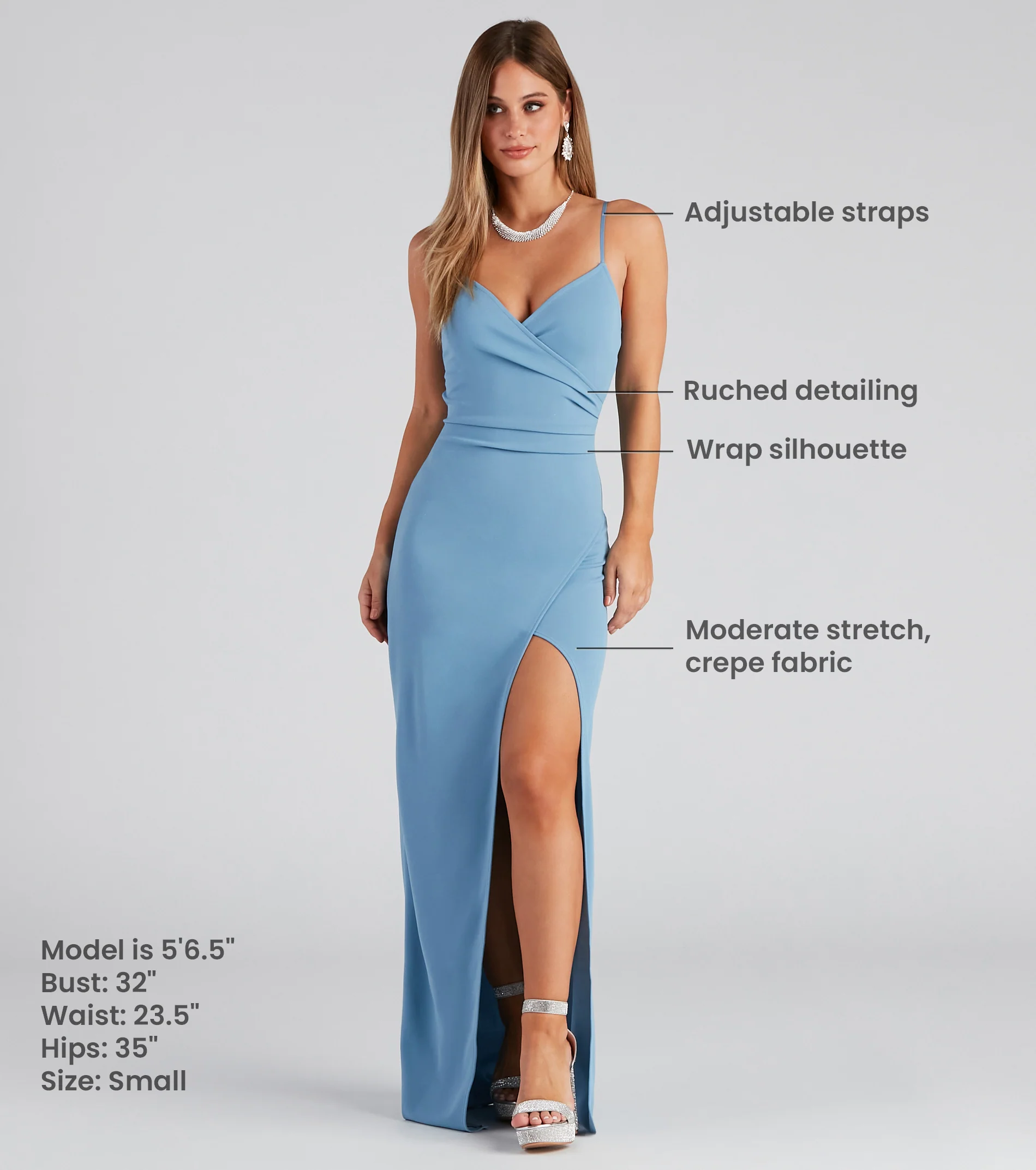 Sasha Formal High Slit Wrap Dress