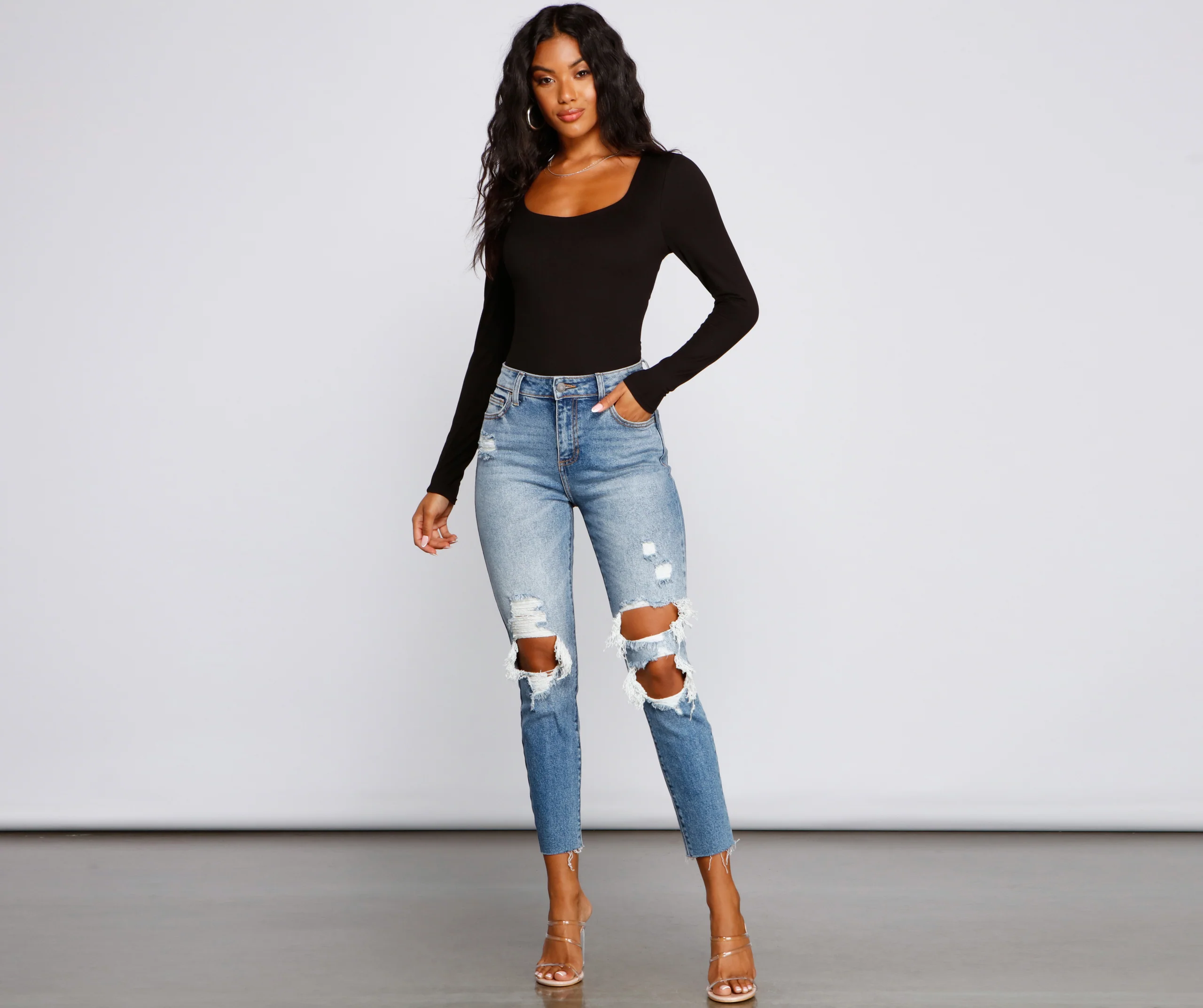 Falling For Basics Open Back Bodysuit
