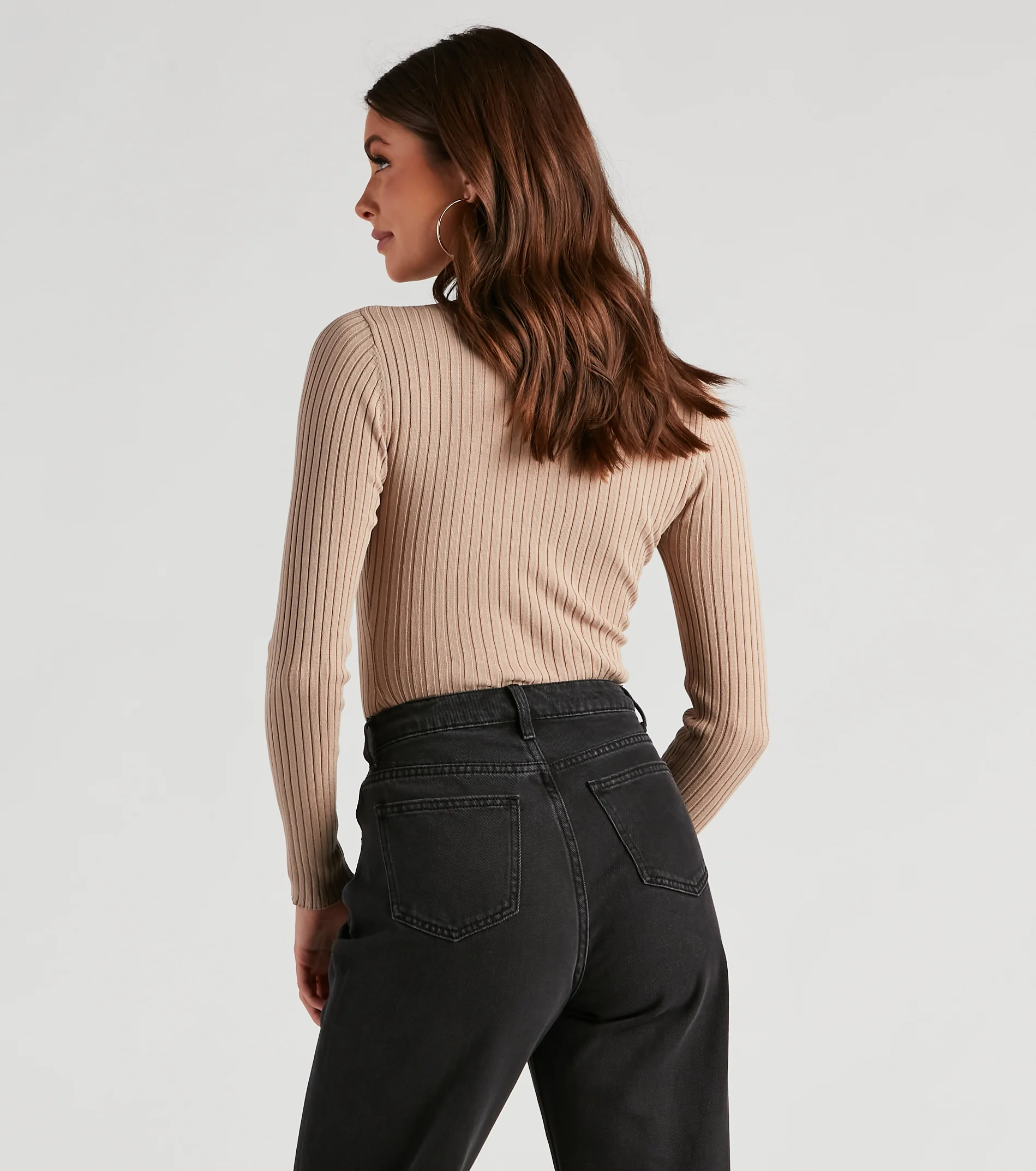 Classic Ribbed Knit Turtleneck Bodysuit
