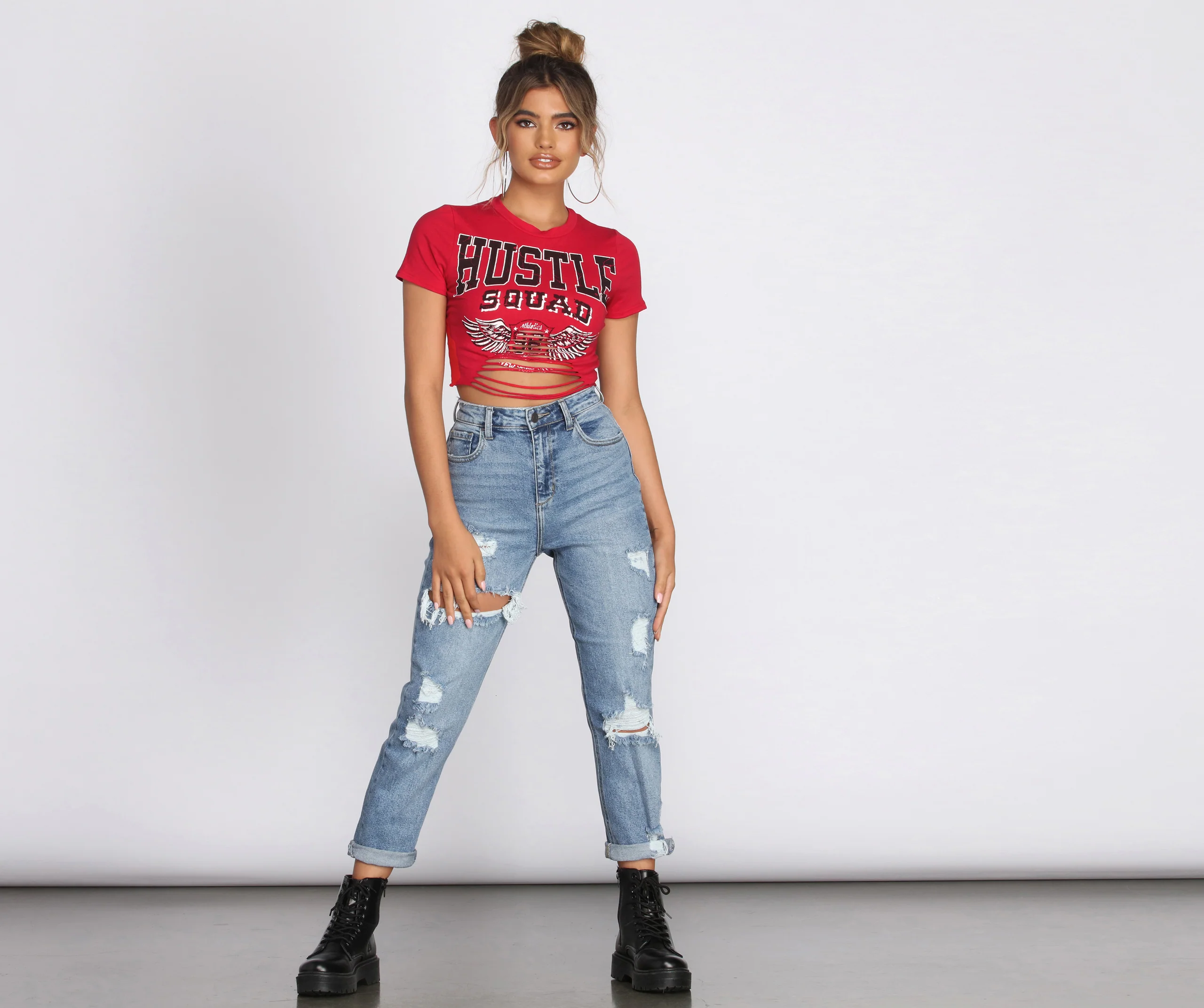 Hustle Squad Slashed Crop Top