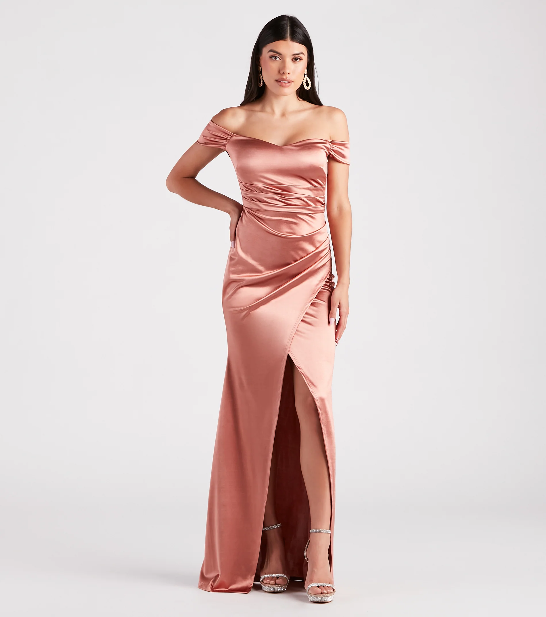 Valencia Formal Off-The-Shoulder Wrap Dress