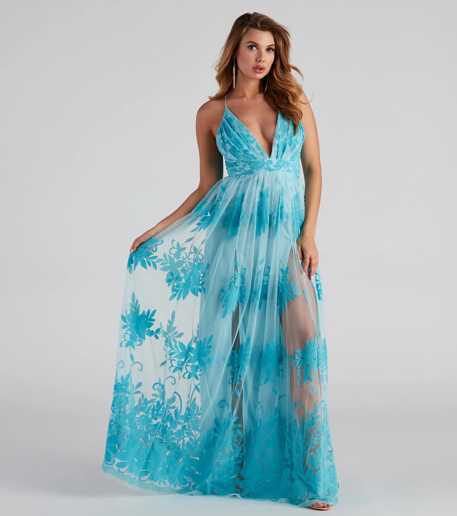 Morgan Formal Flocked Velvet Dress