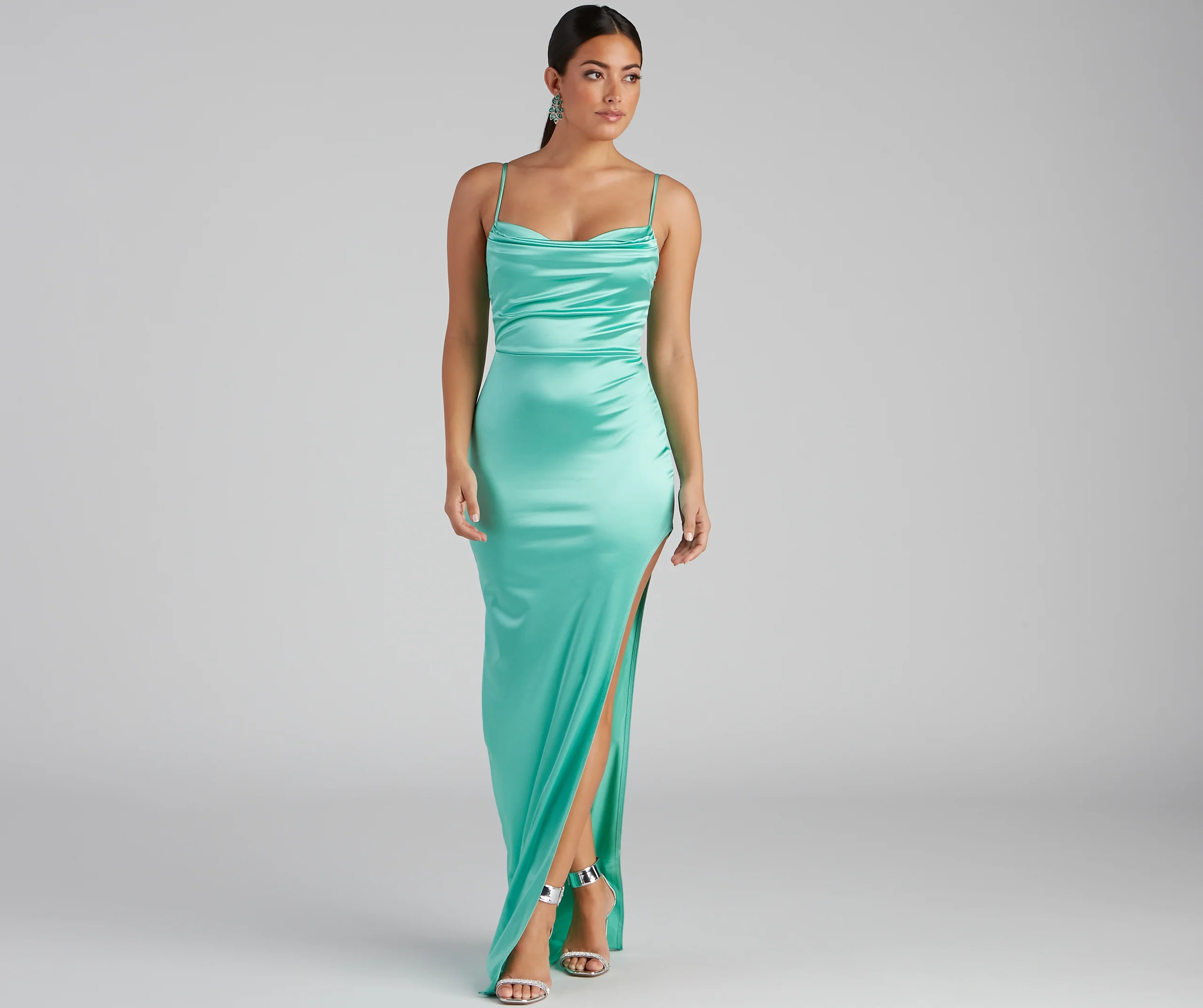 Lola High Slit Satin Dress 2