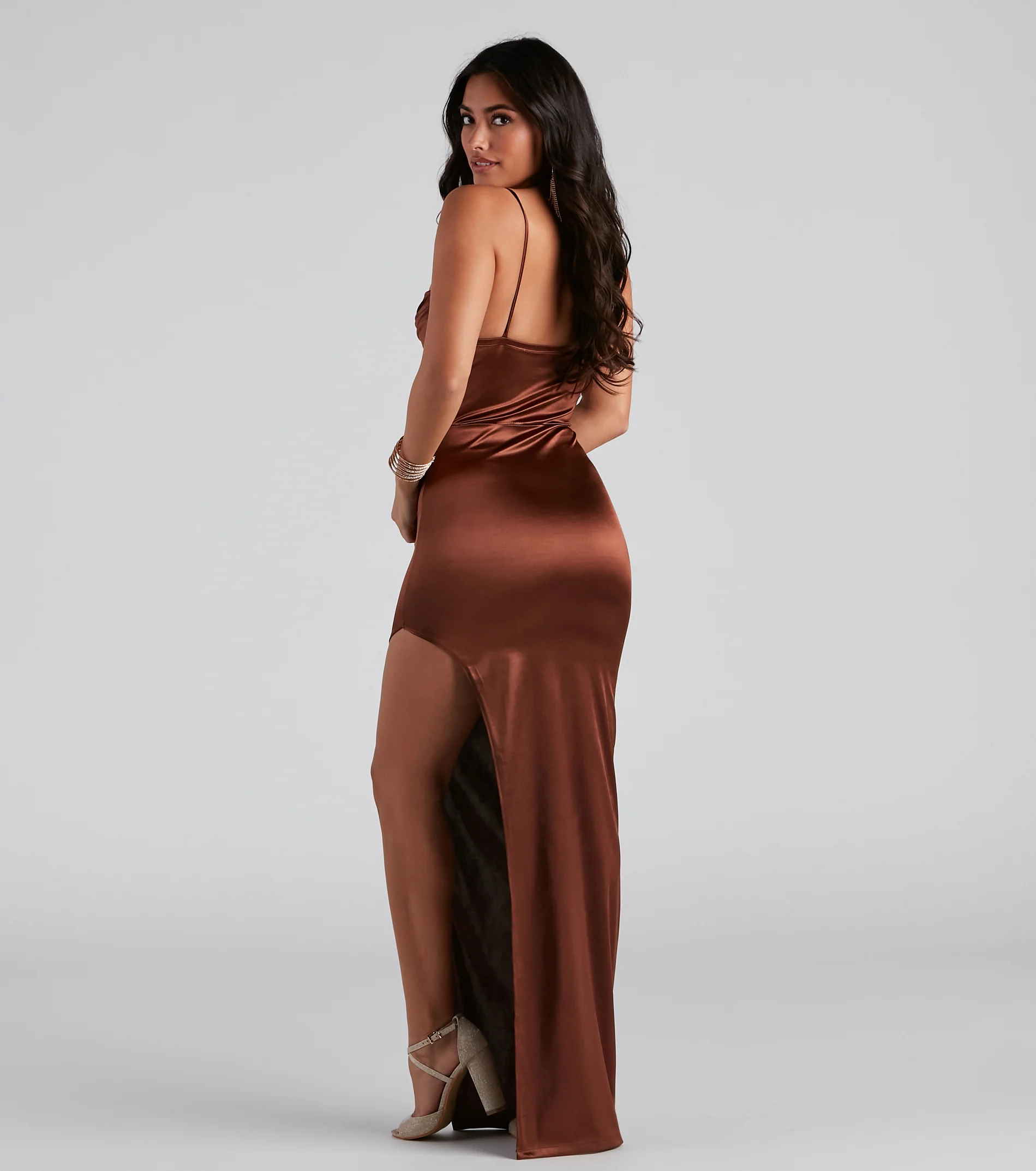 Lola High Slit Satin Dress 2