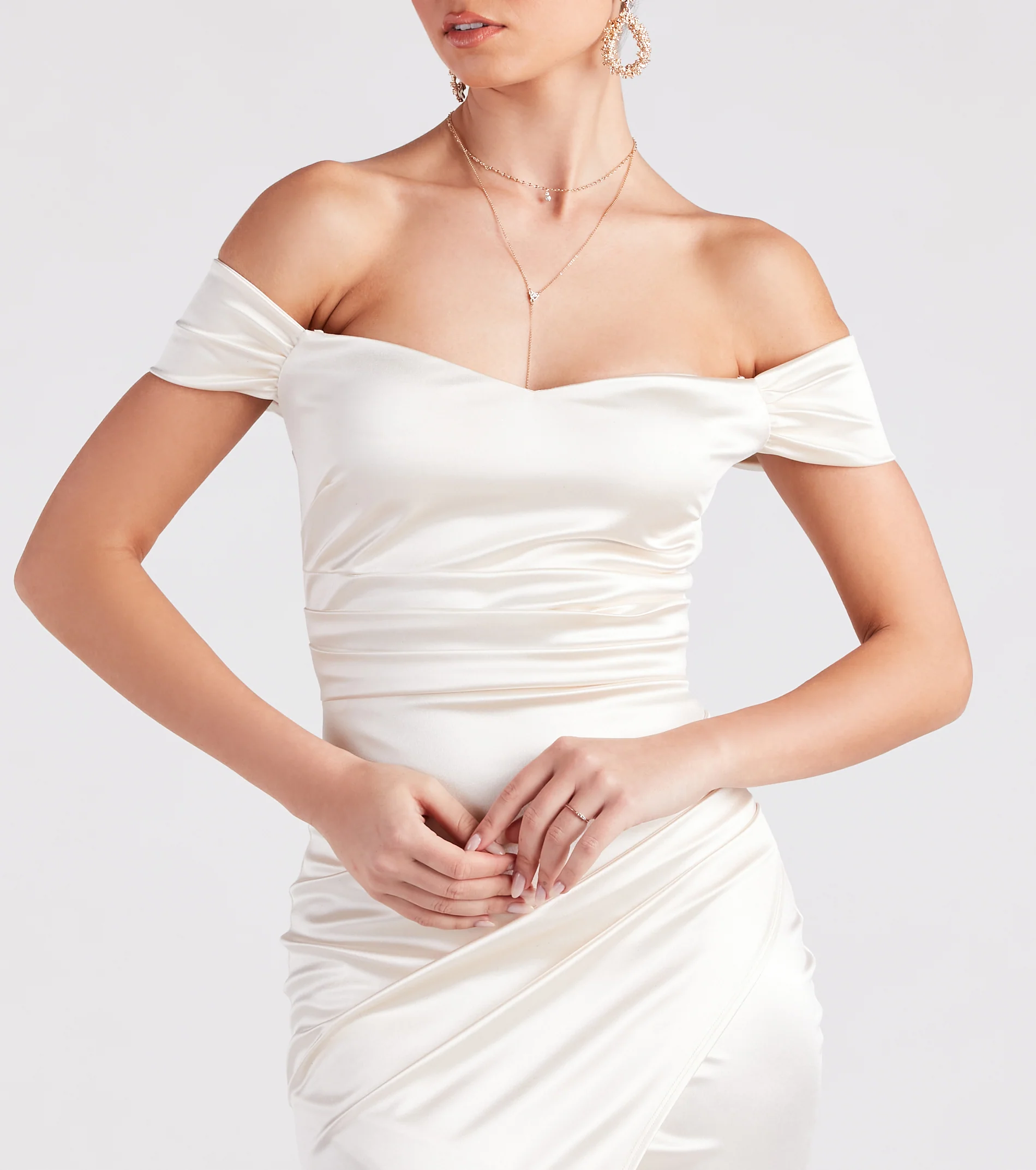 Valencia Formal Off-The-Shoulder Wrap Dress