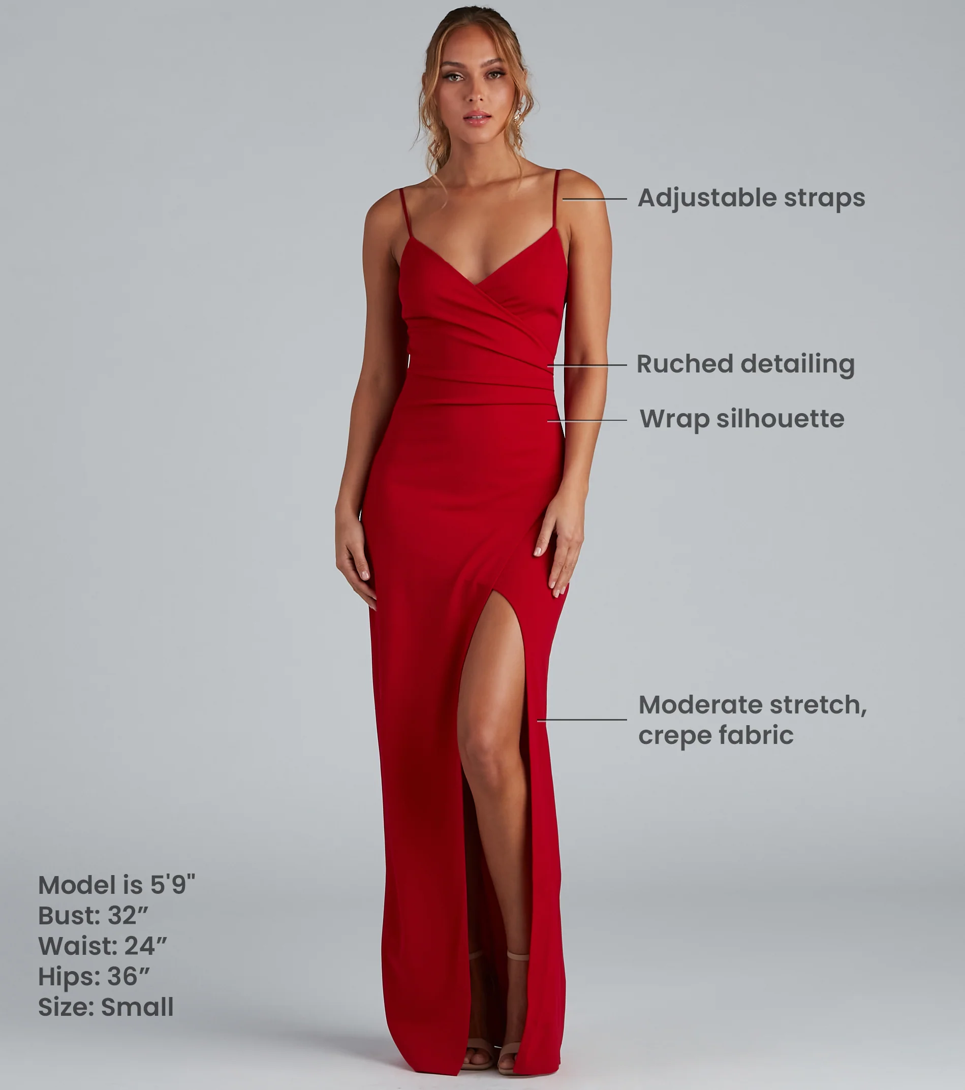 Sasha Formal High Slit Wrap Dress