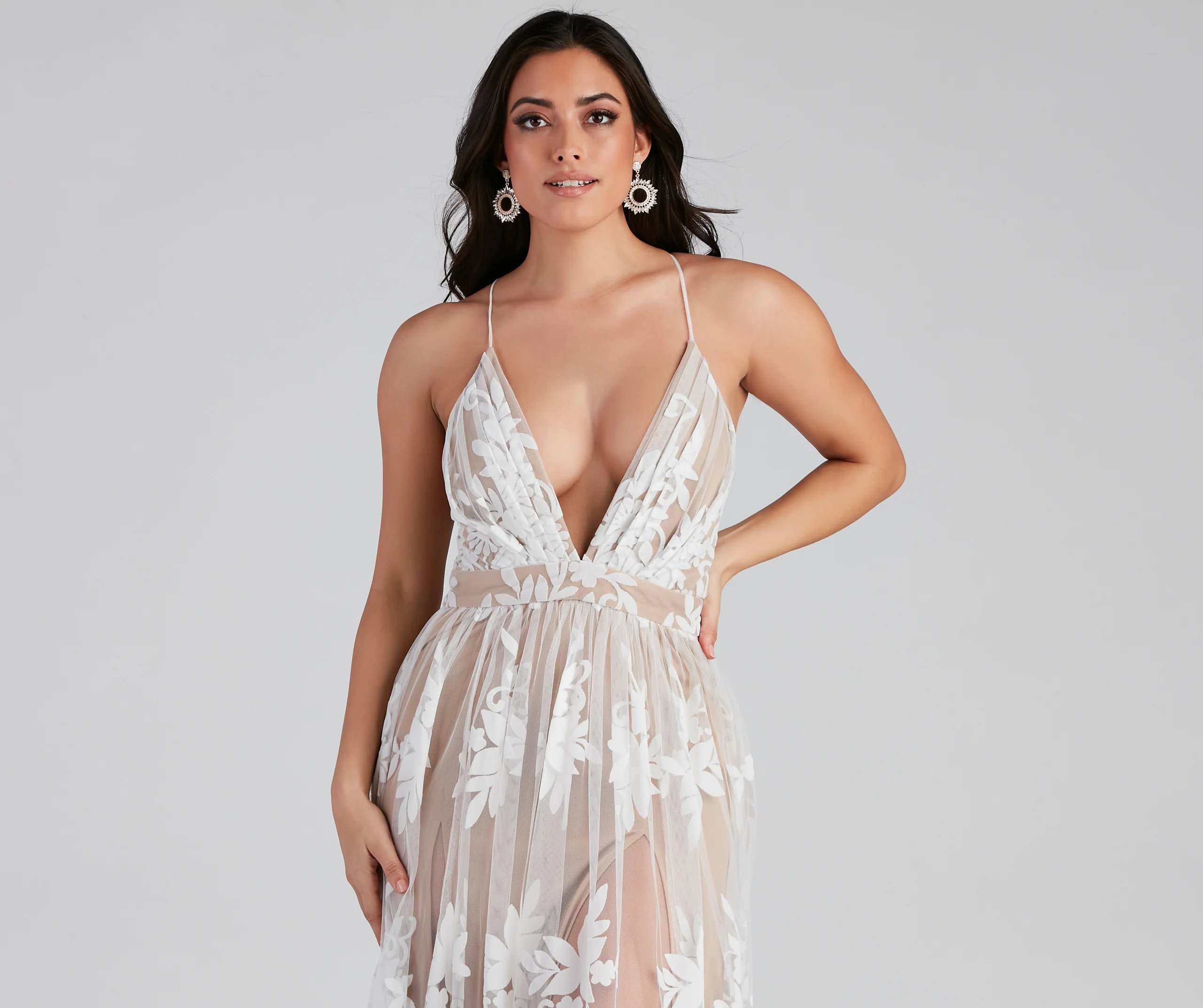 Morgan Formal Flocked Velvet Dress