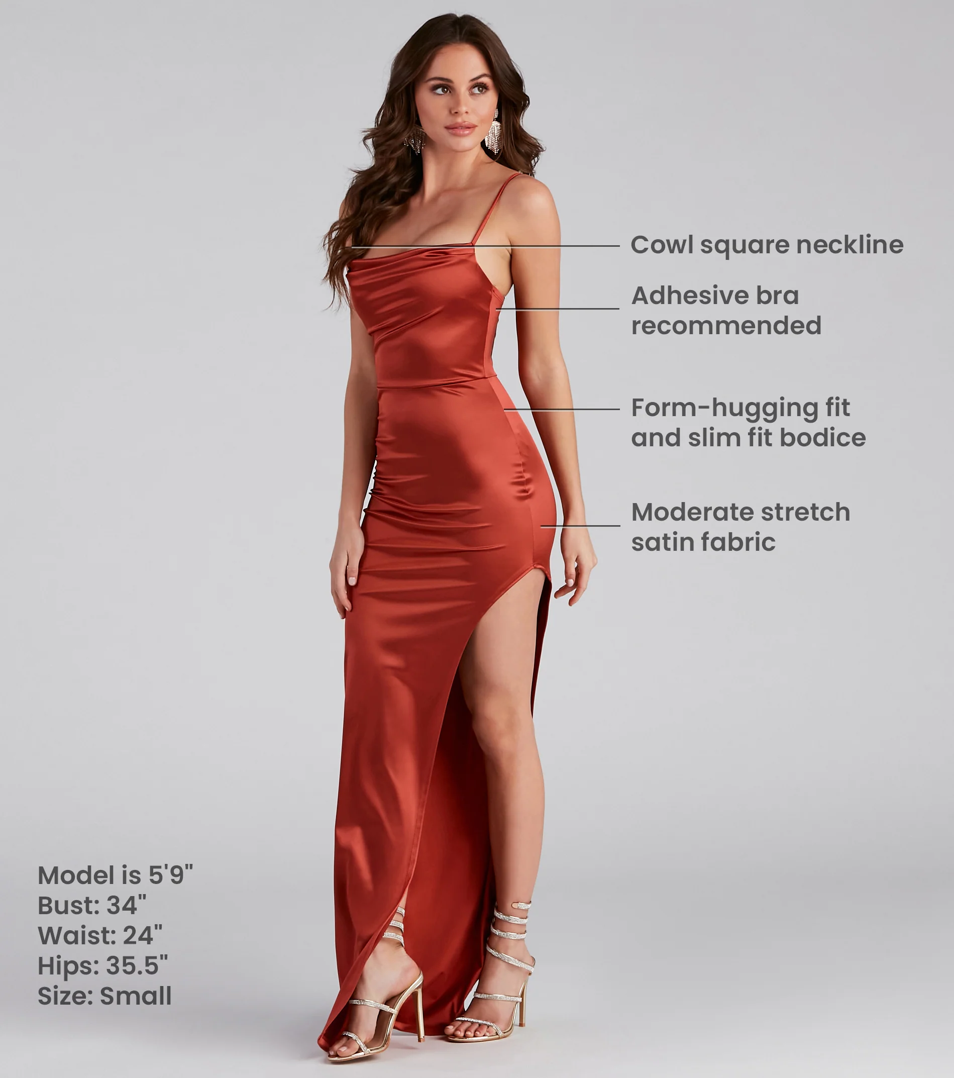 Lola High Slit Satin Dress 2