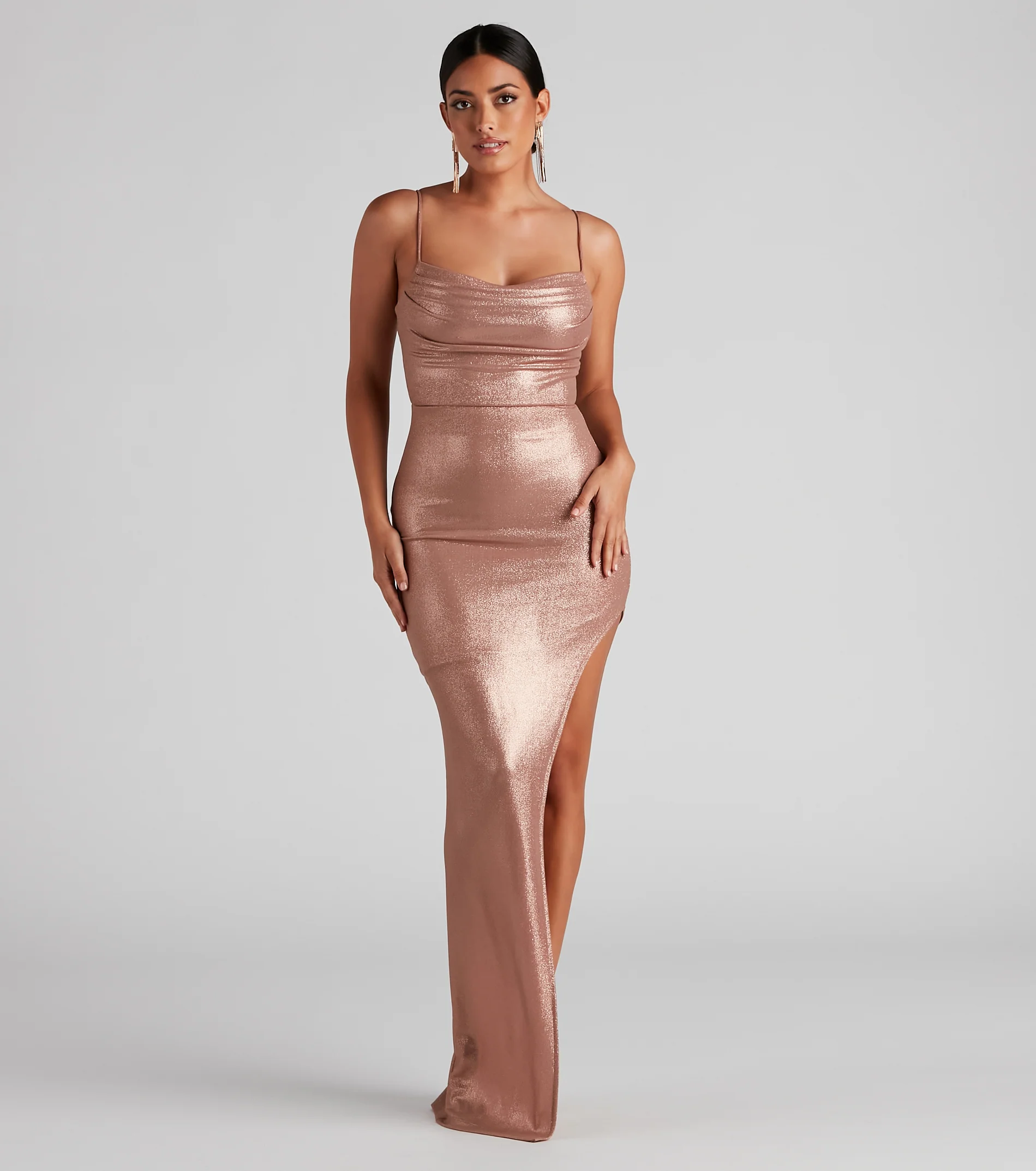 Lola Formal High Slit Glitzy Glitter Dress