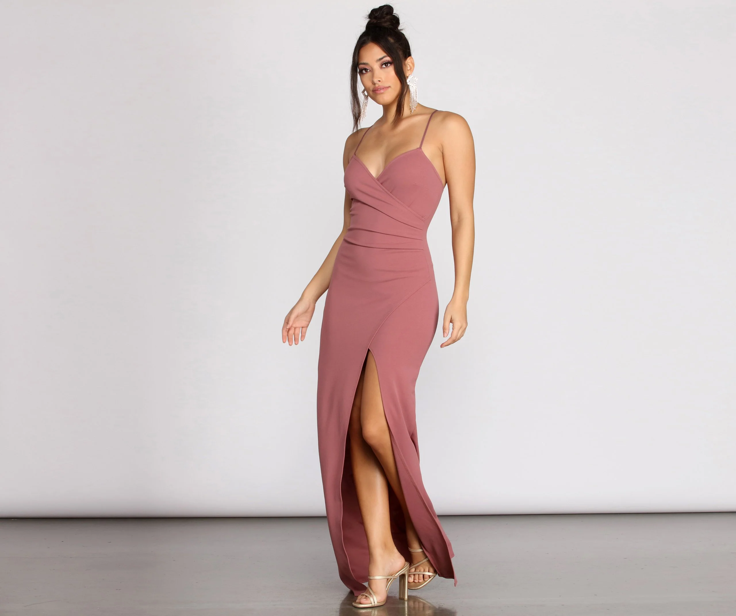 Sasha Formal High Slit Wrap Dress