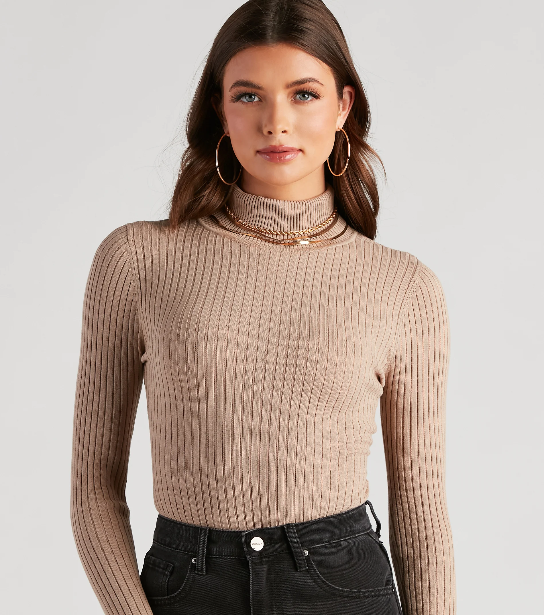 Classic Ribbed Knit Turtleneck Bodysuit