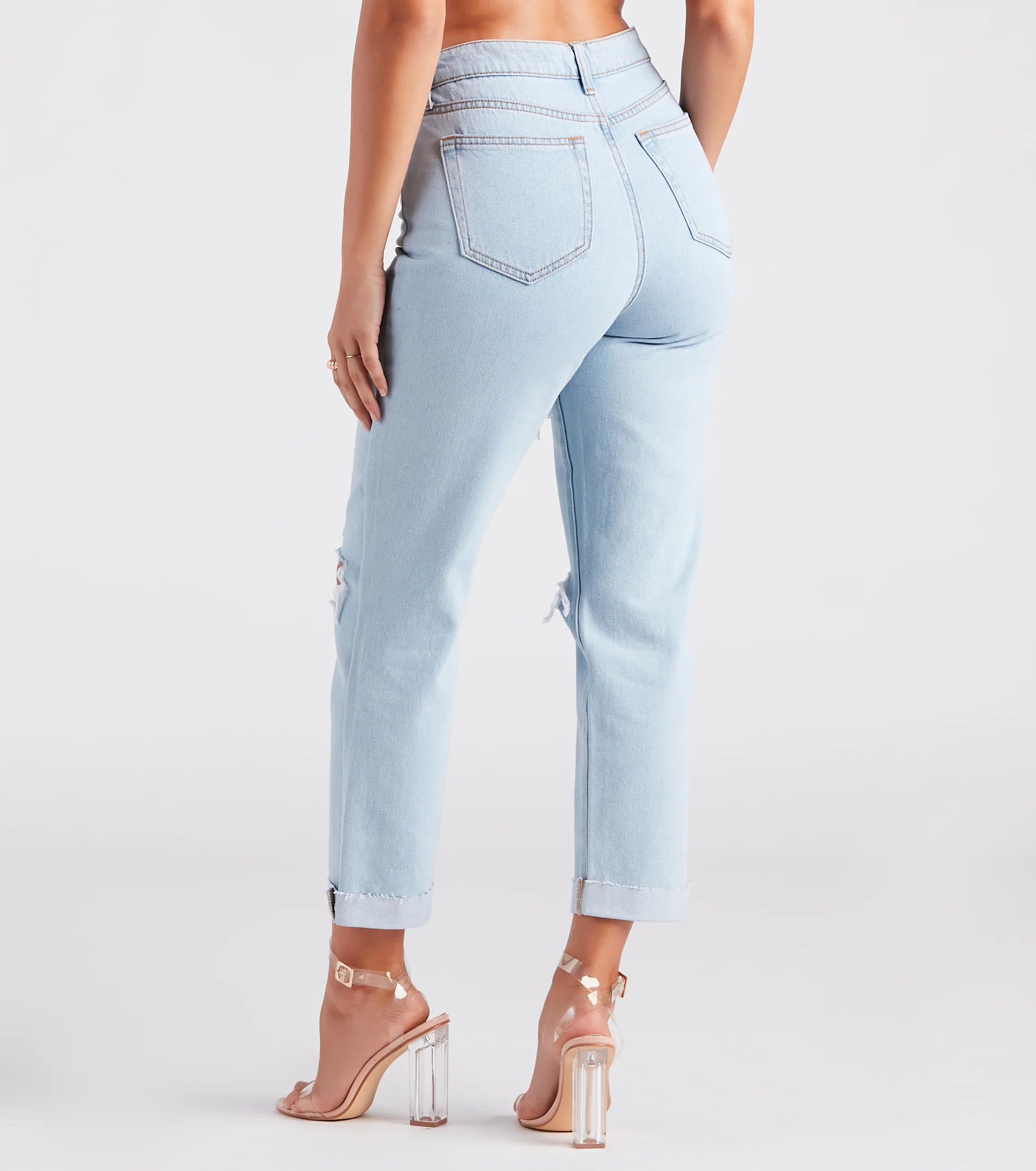 High Rise Drama Destructed Jeans