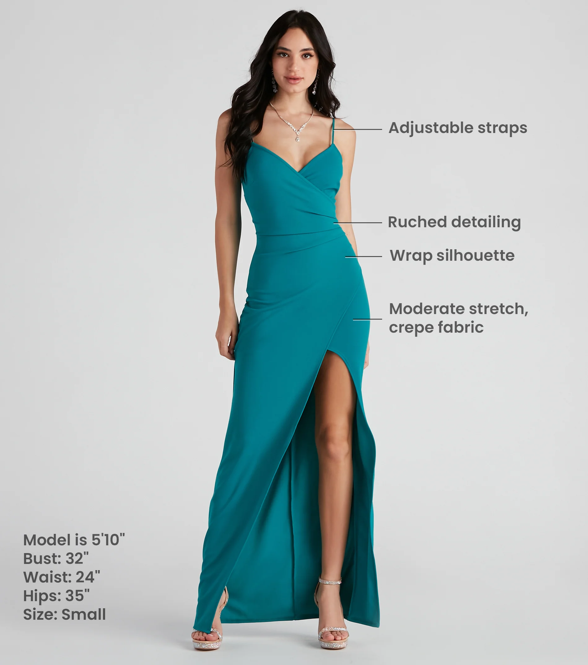 Sasha Formal High Slit Wrap Dress