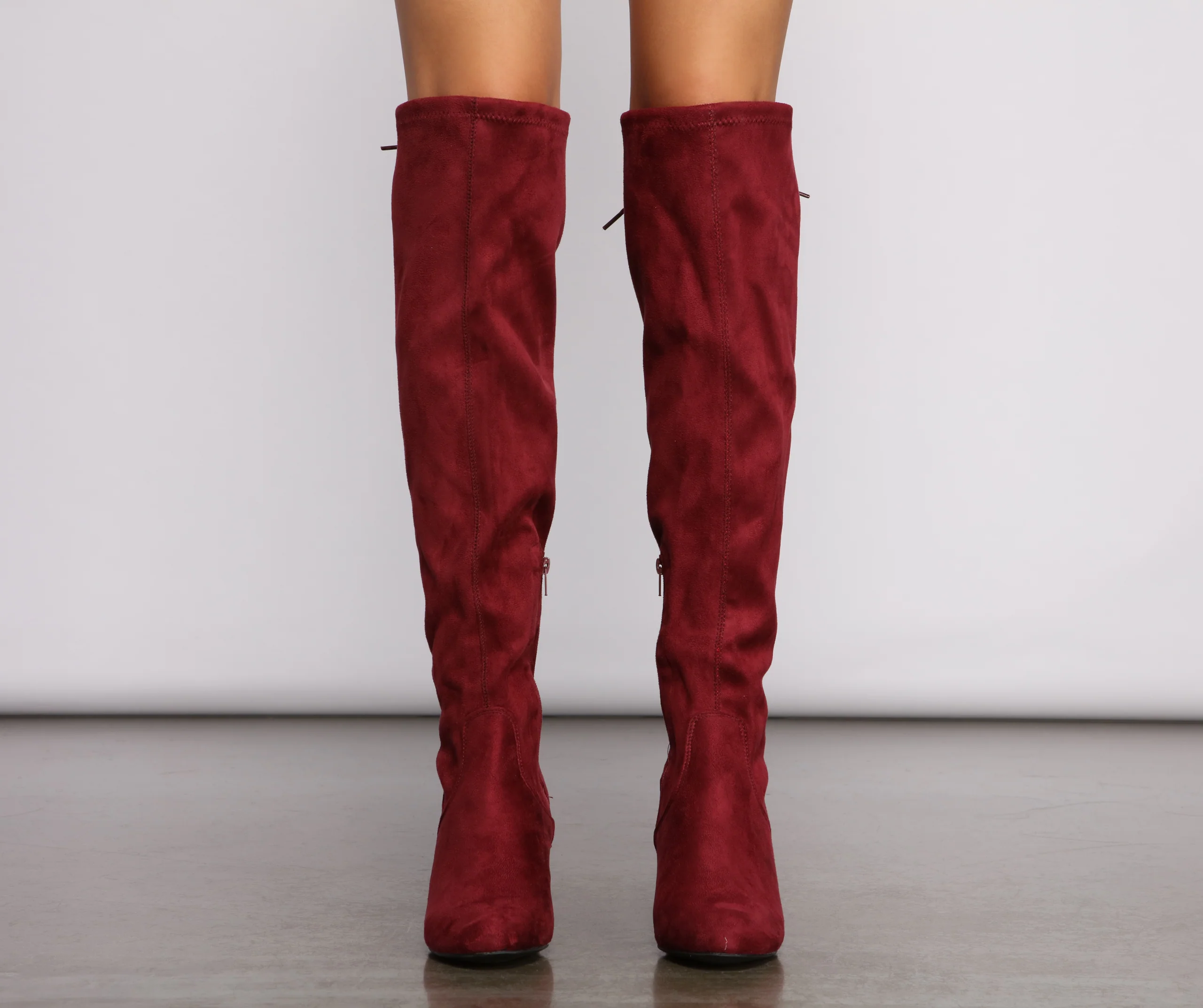 Over The Knee Tie Back Heeled Boots
