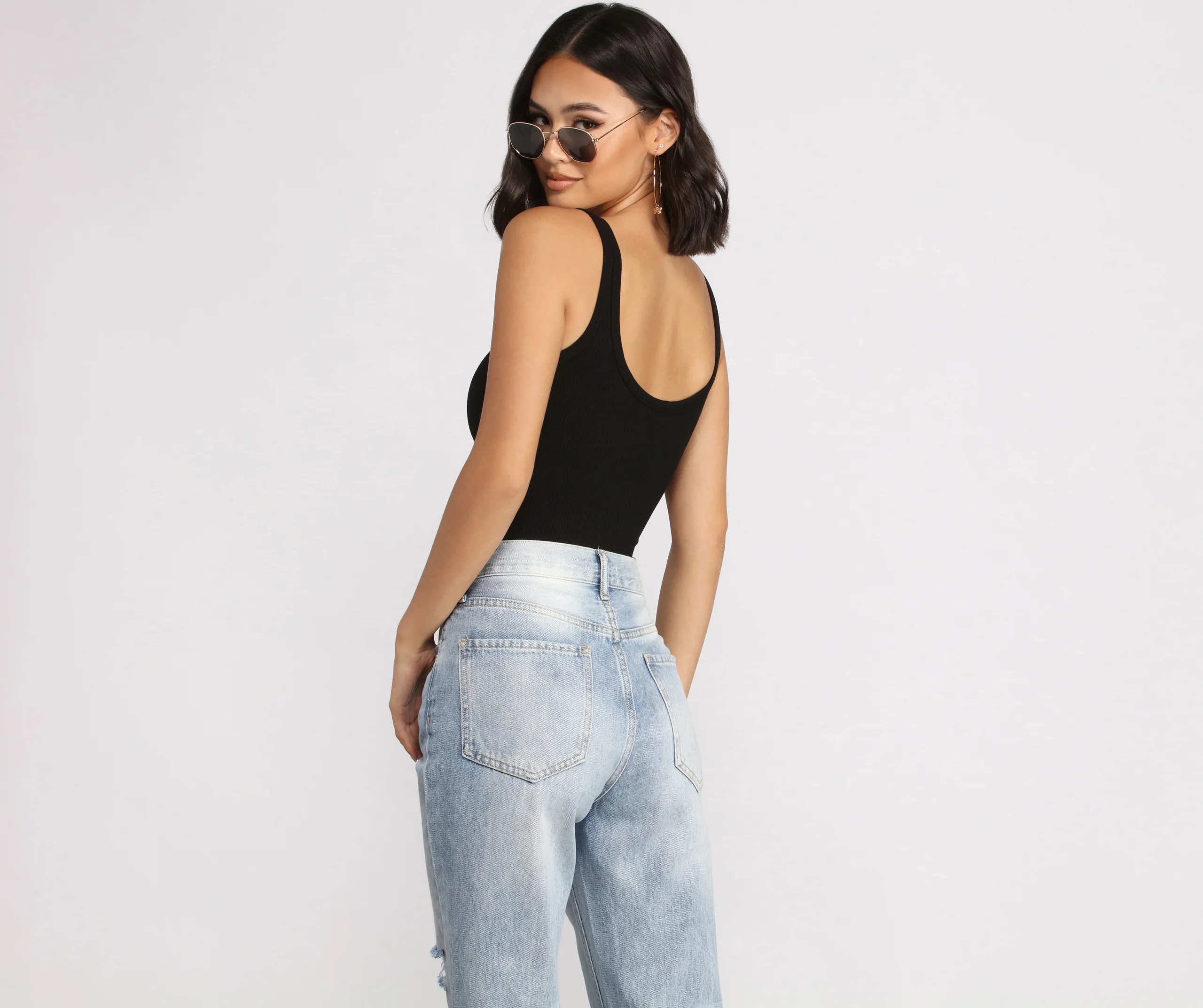 What's The Scoop Ribbed Tank Bodysuit