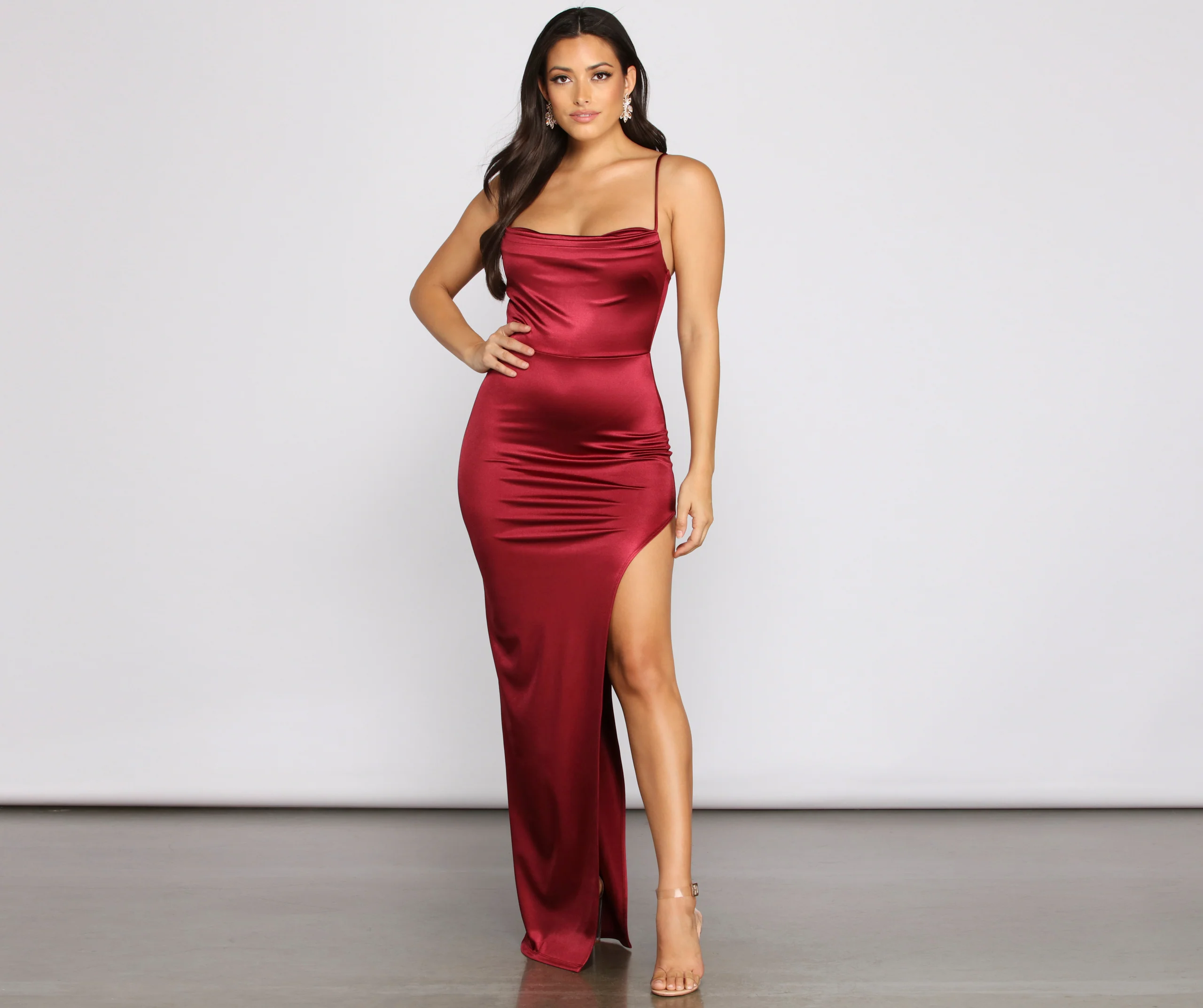 Lola High Slit Satin Dress 2