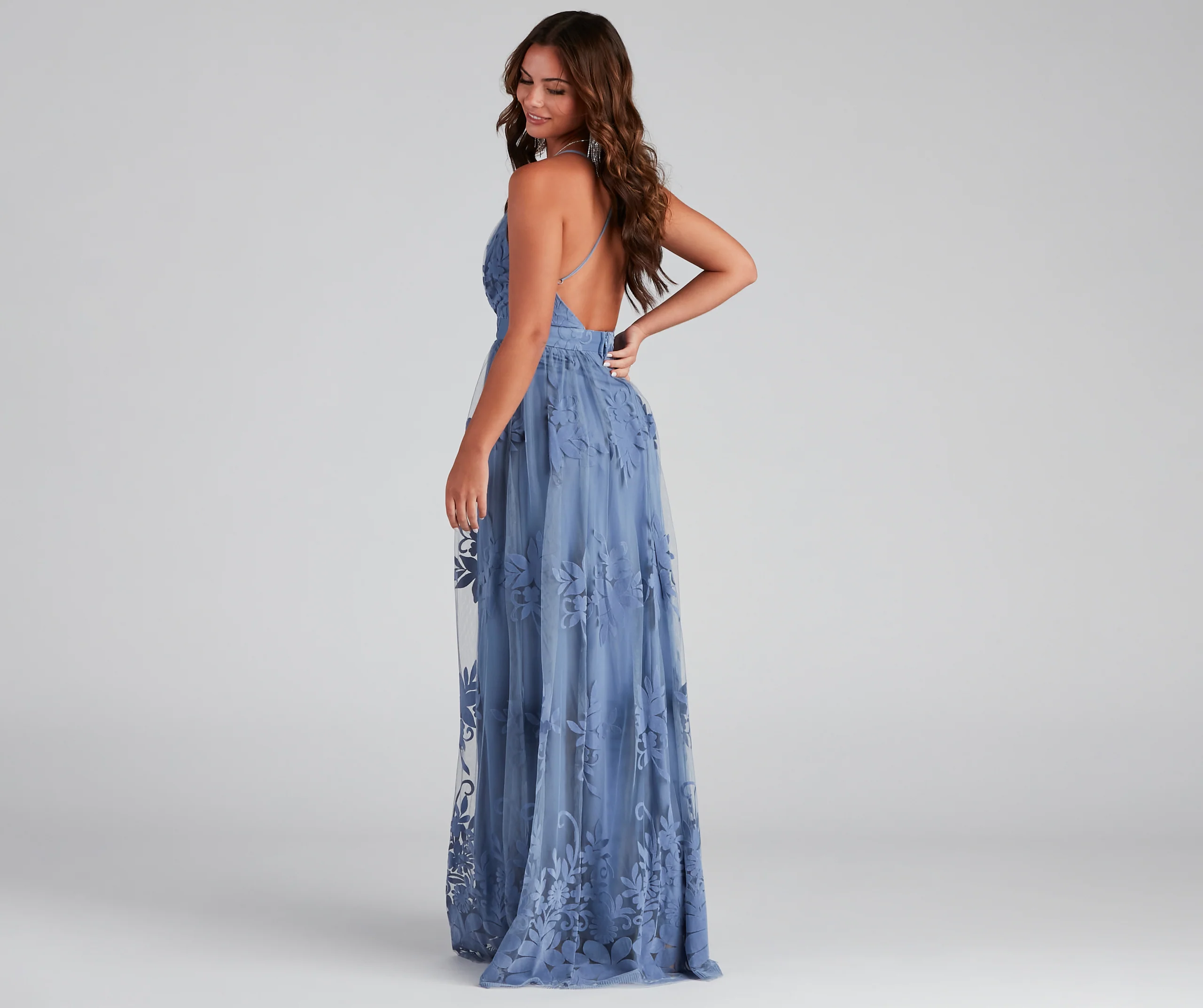 Morgan Formal Flocked Velvet Dress