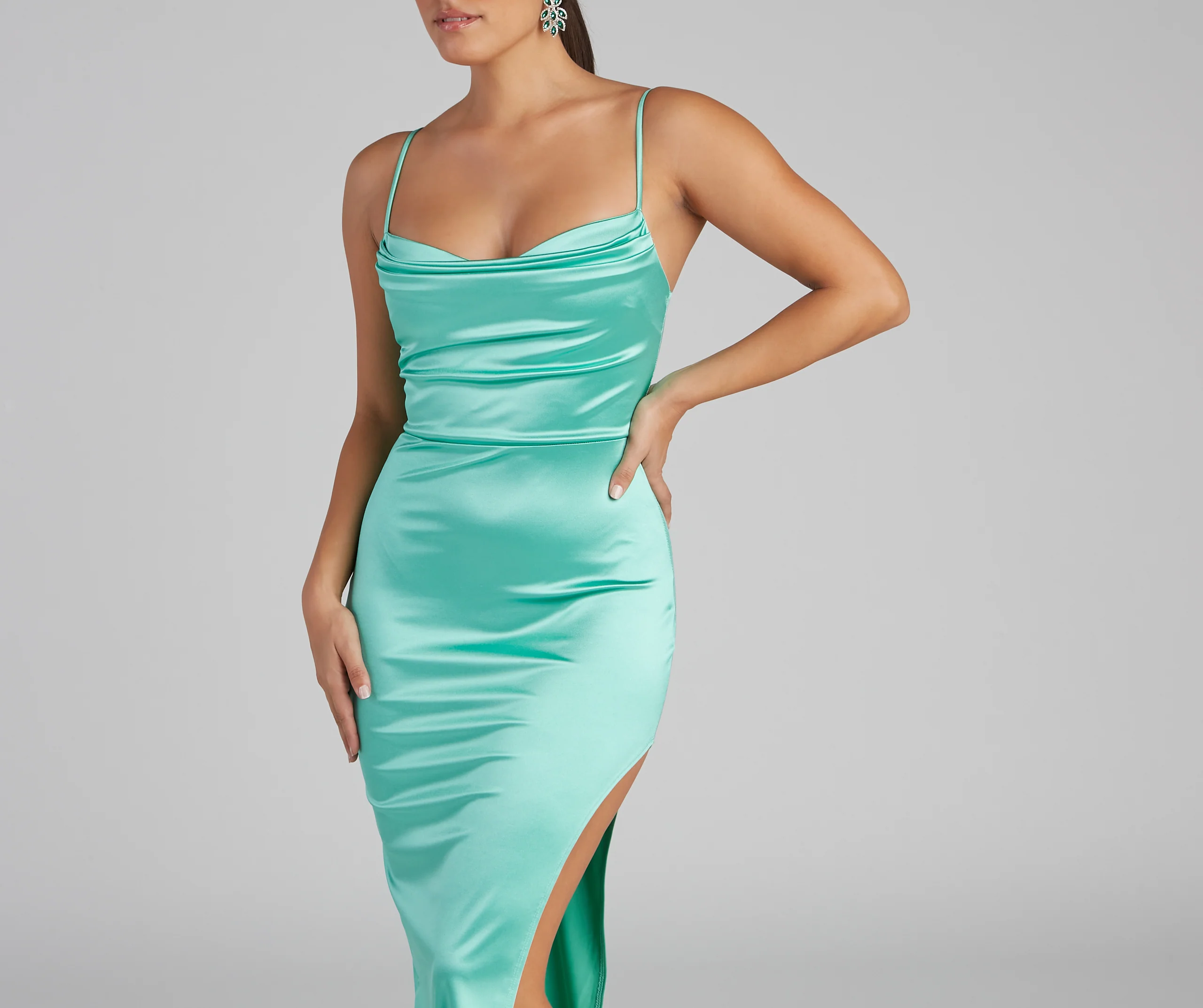 Lola High Slit Satin Dress 2