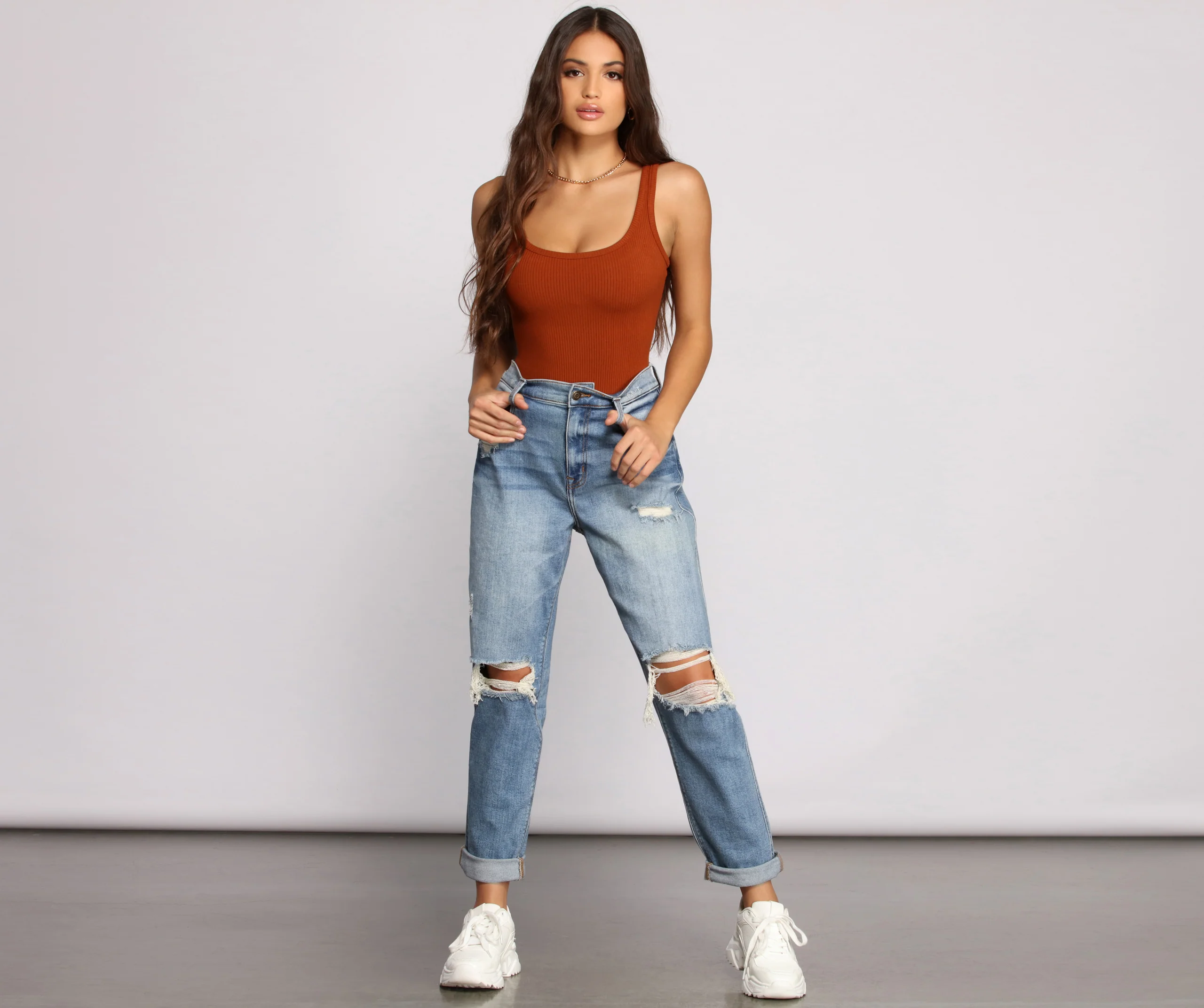 What's The Scoop Ribbed Tank Bodysuit